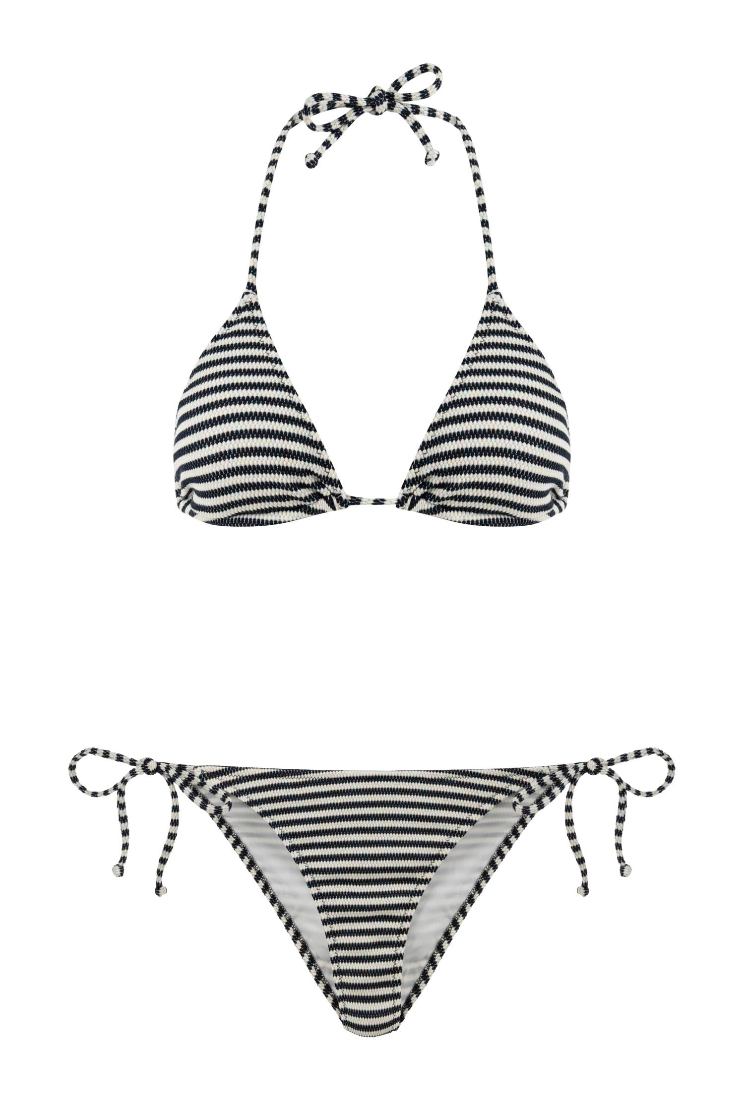 Lacivert Dokulu Üçgen Bikini Takım