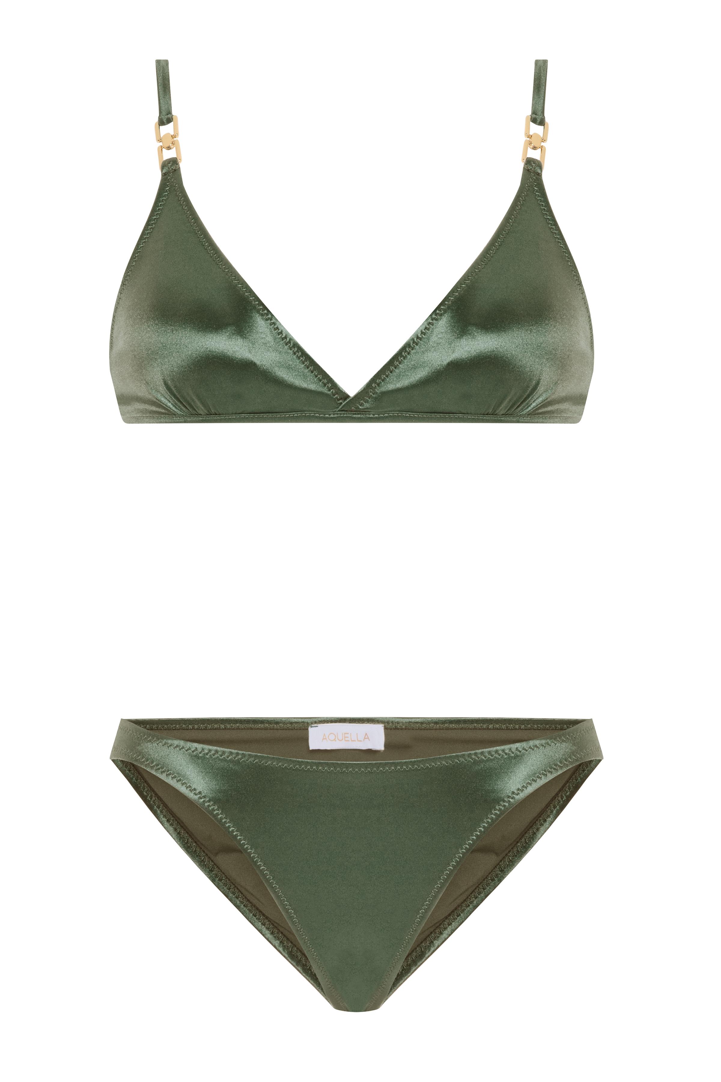 Lame Anvelop Haki Üçgen Bikini Takımı