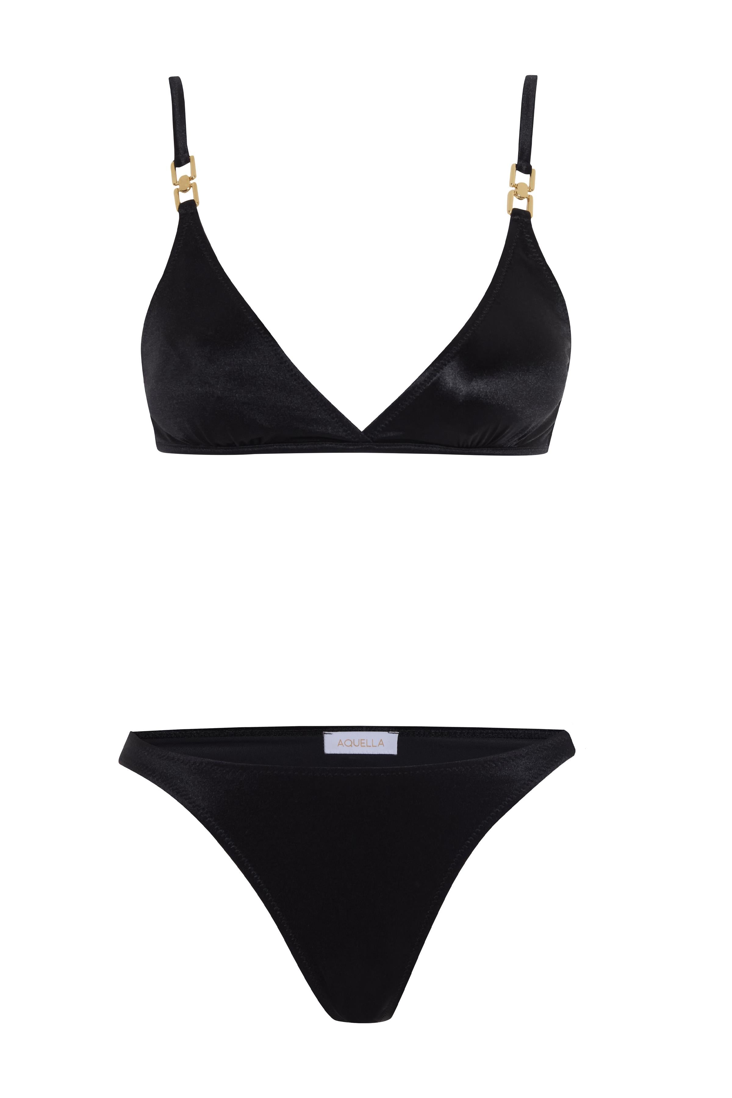 Lame Anvelop Siyah Üçgen Bikini Takım