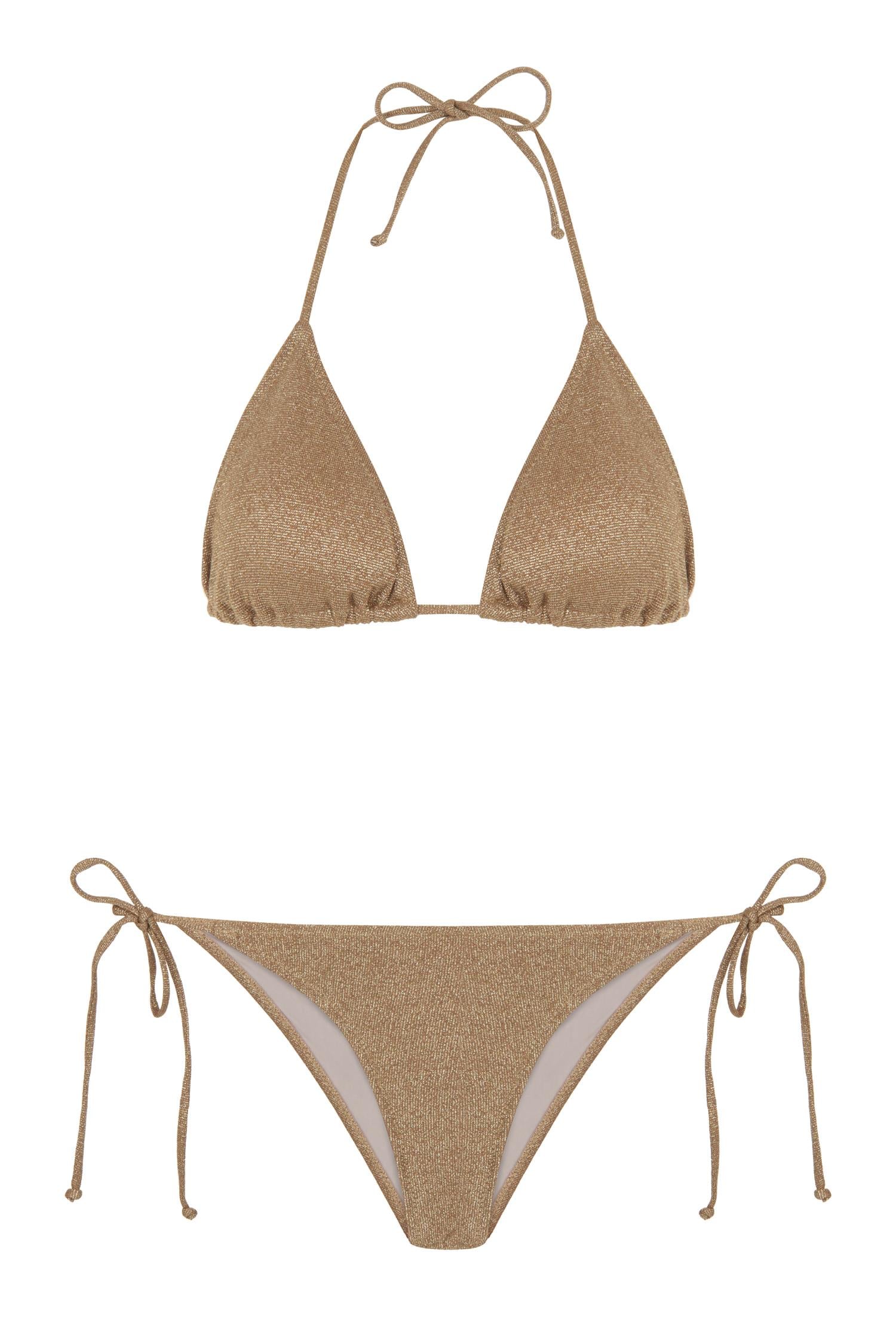 Lureks Bronz Gold Üçgen Bikini Takım