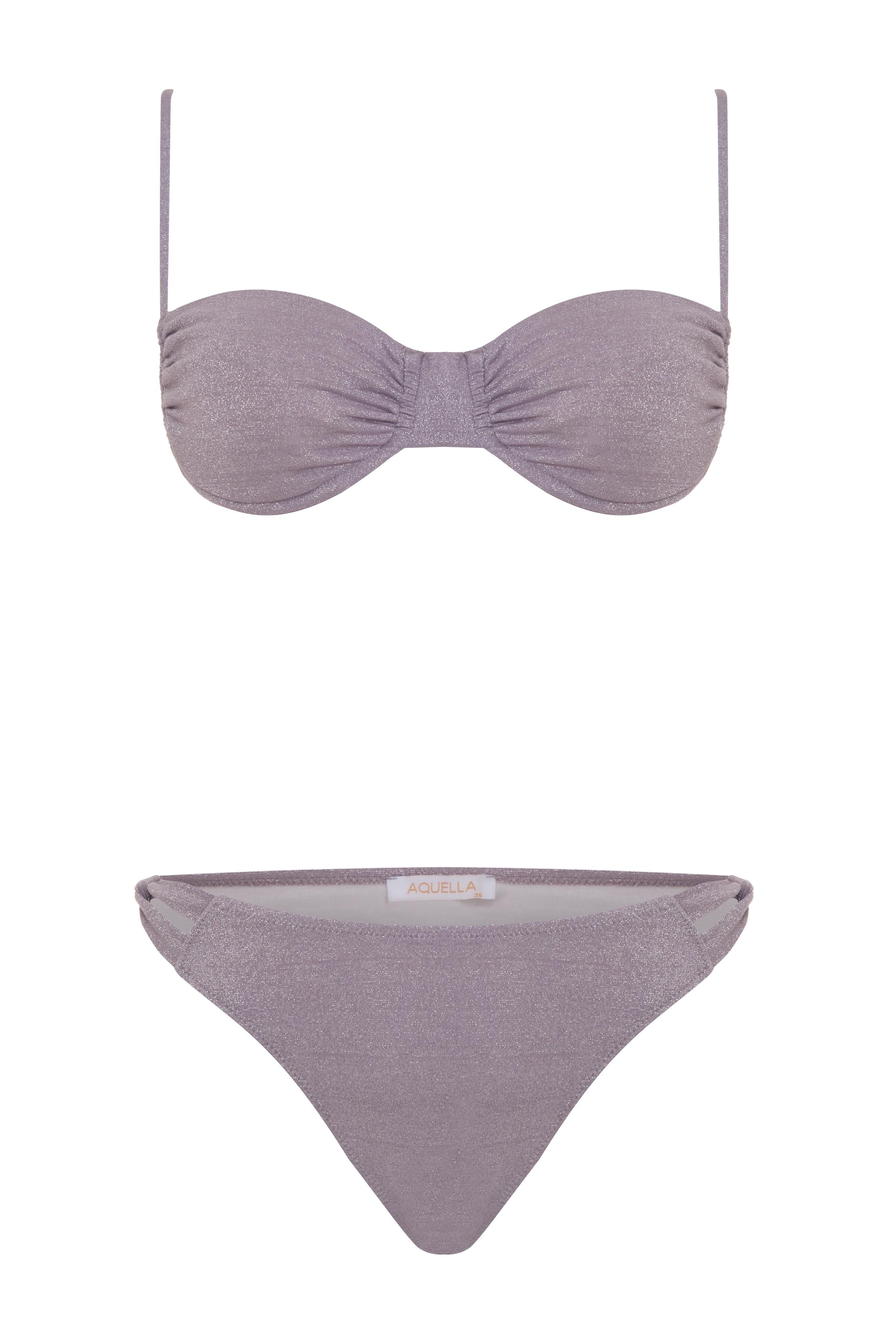 Lurex Balenli Pembe Bikini Takım