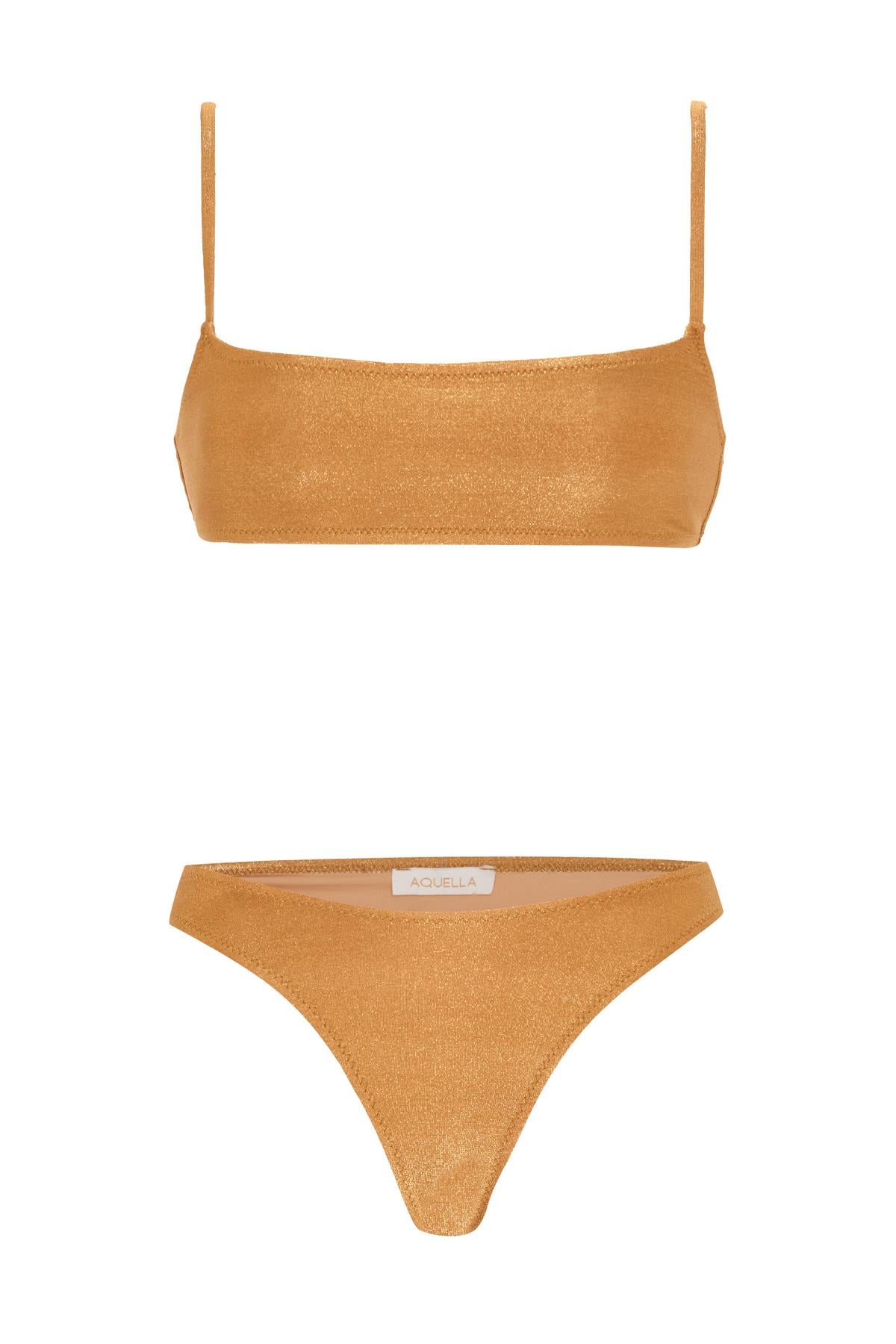 Lurex Camel Straplez Bikini