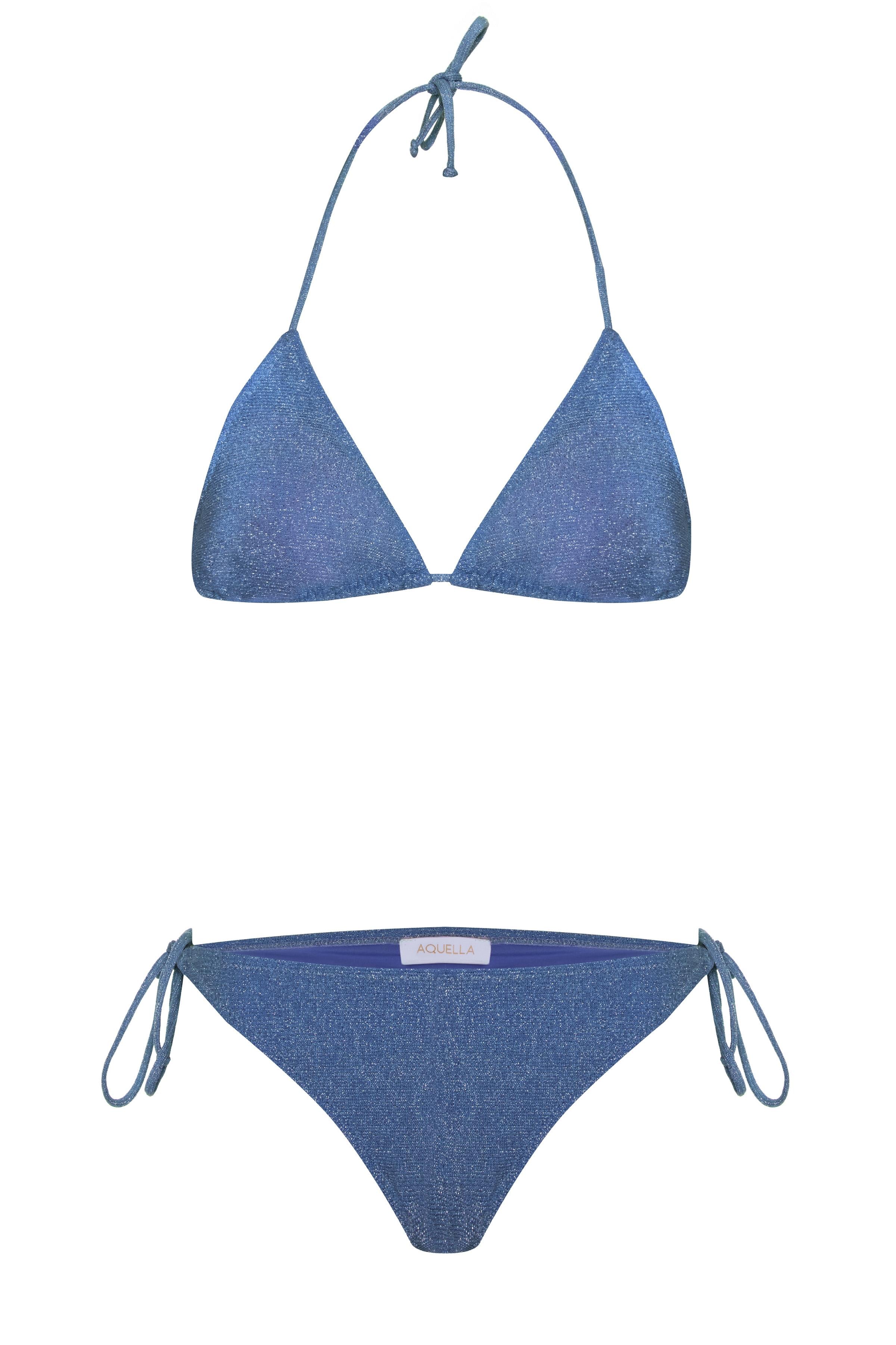 Lurex Fitilli Üçgen Bikini Takım