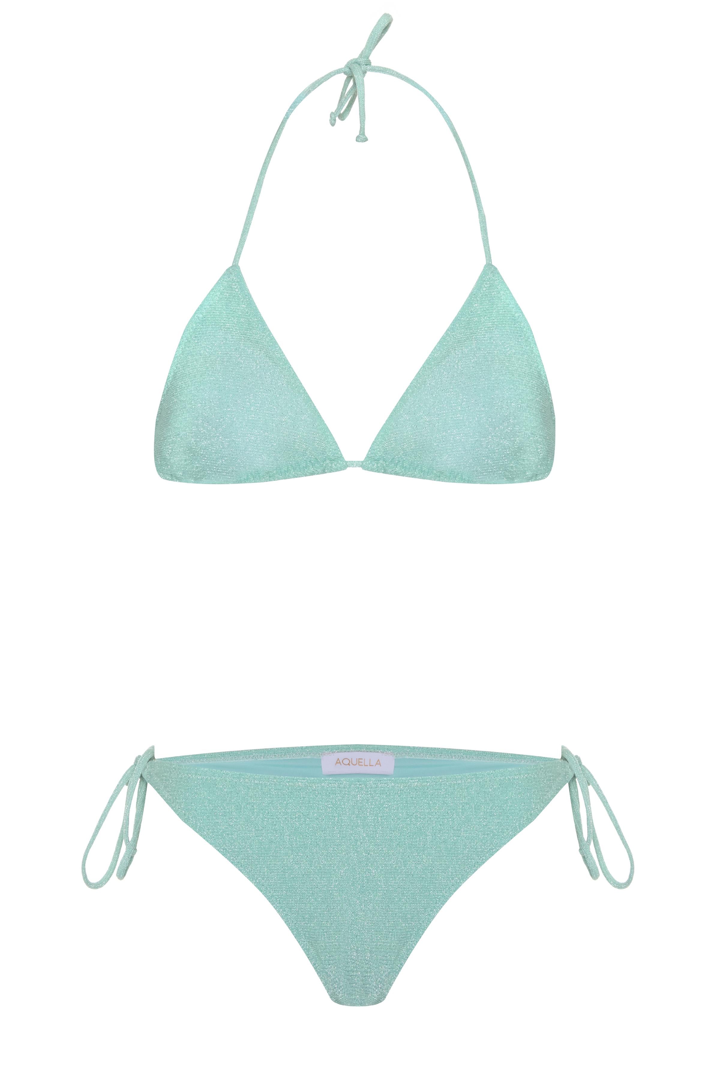 Lurex Fitilli Üçgen Bikini Takım
