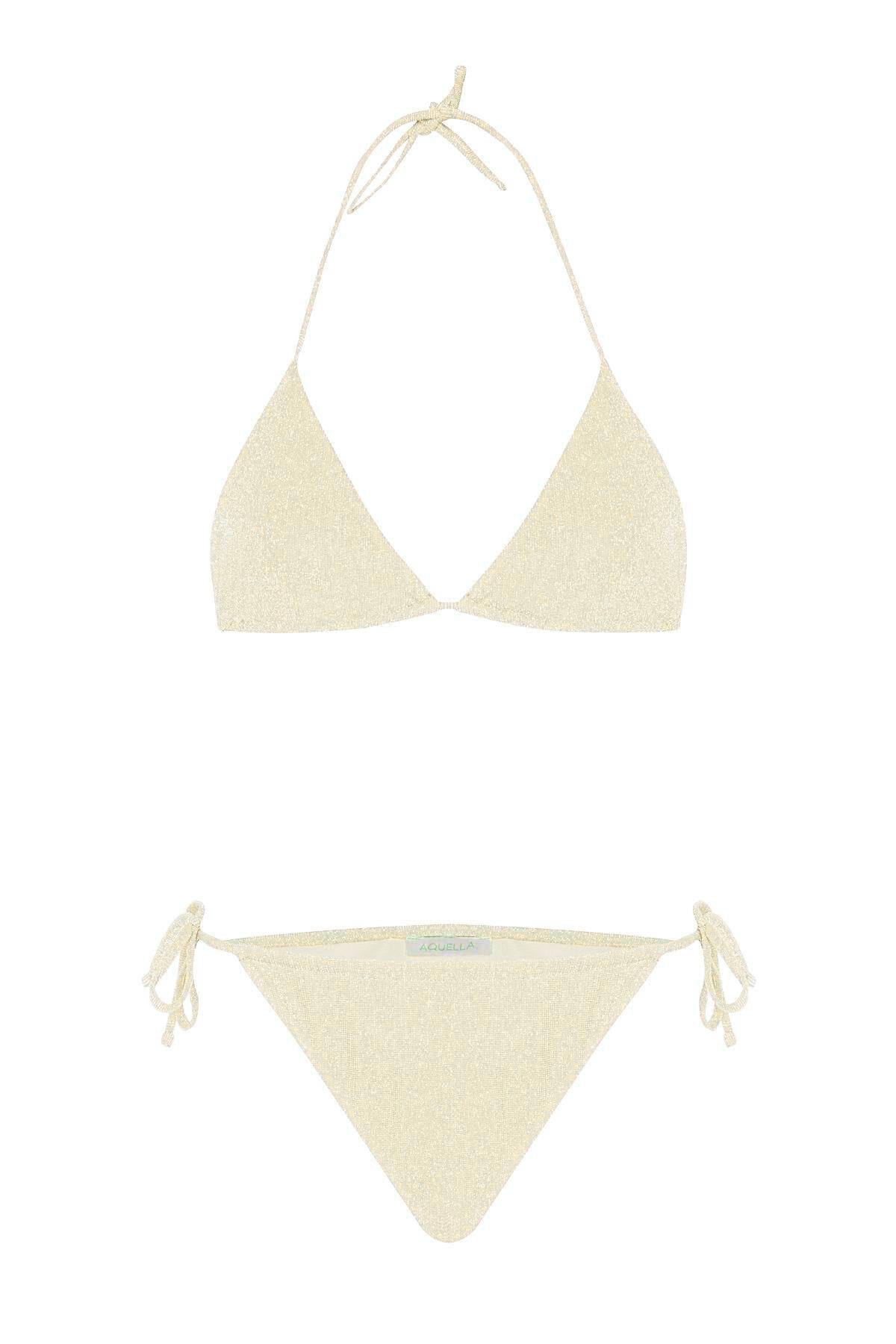 Lurex Gold Tulum Üçgen Bikini Takım