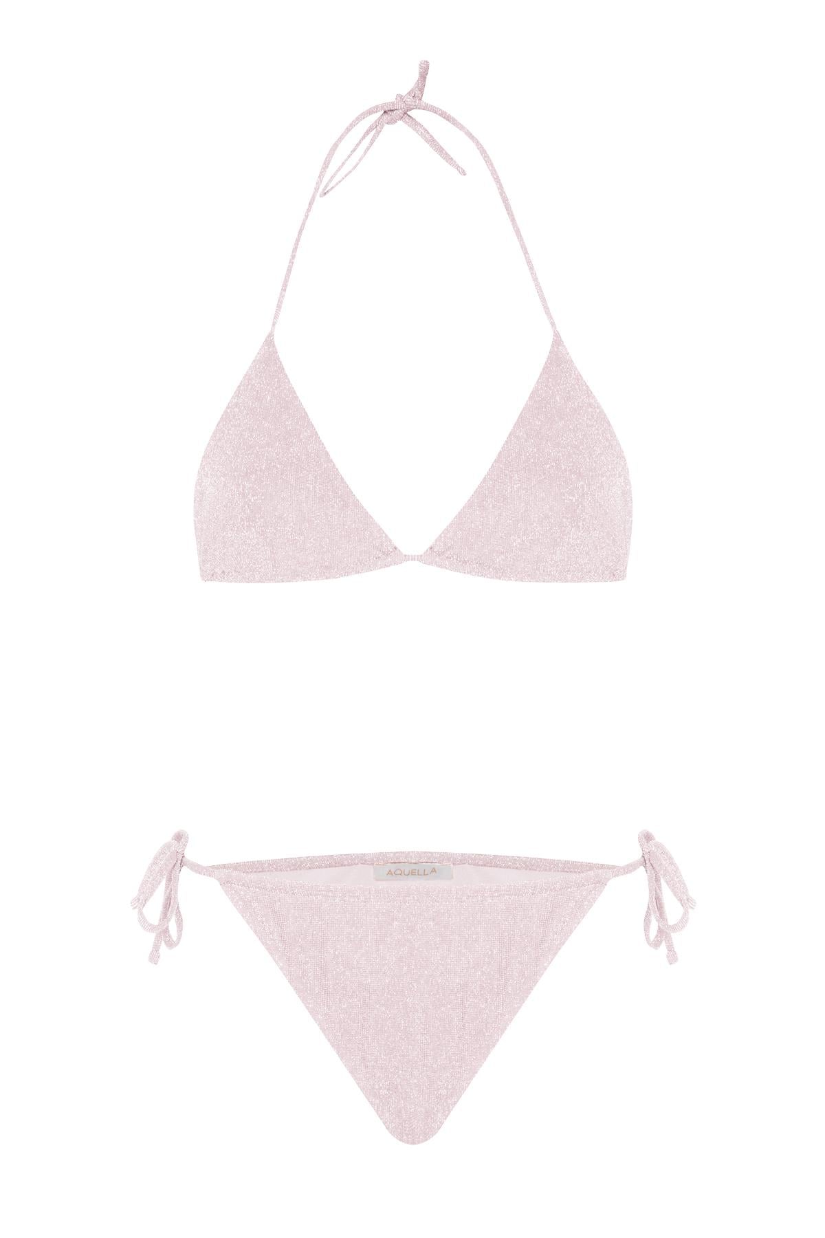 Lurex Pudra Üçgen Bikini Takım