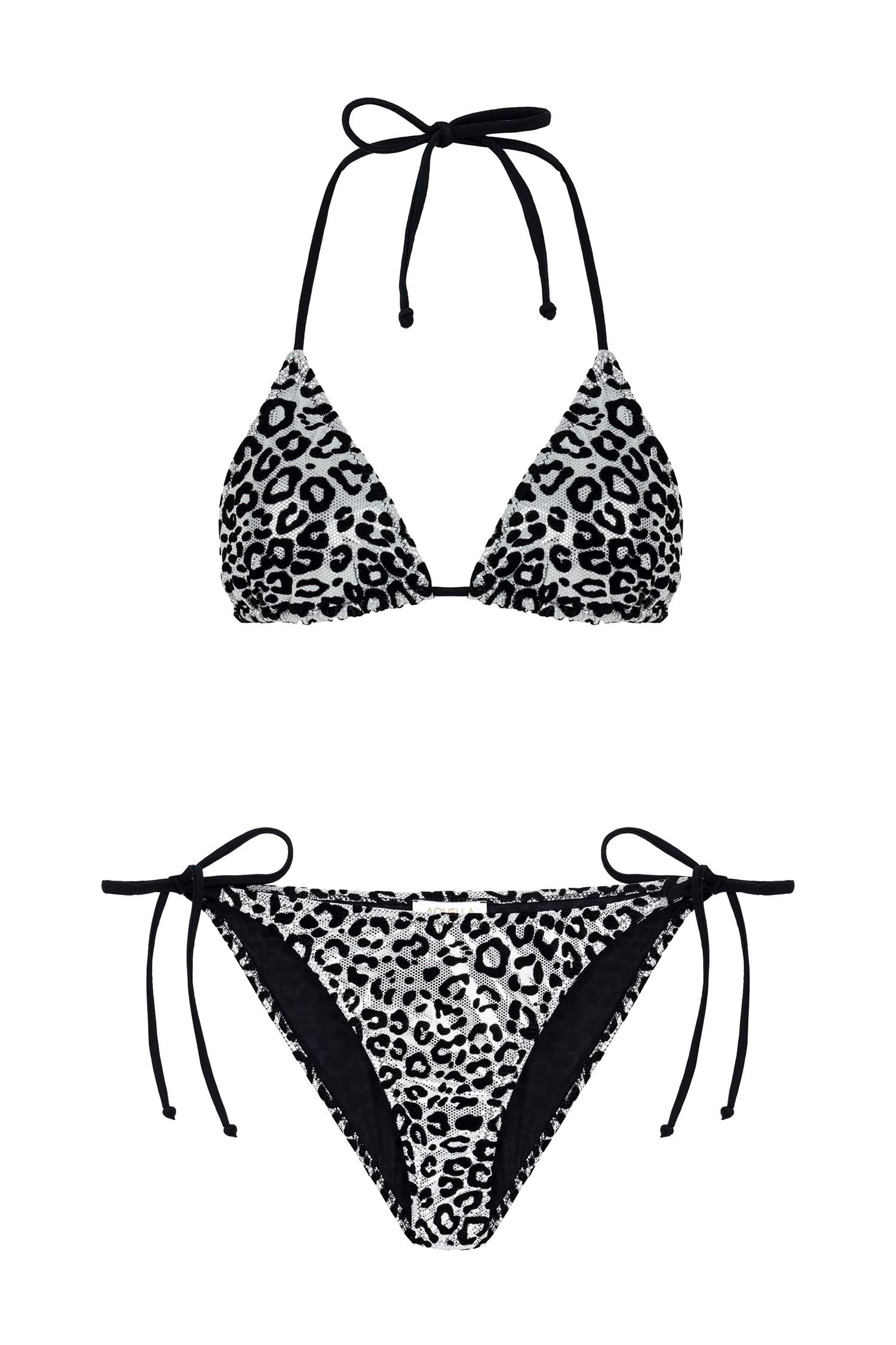 Parlak Leoparlı Üçgen Bikini Takım