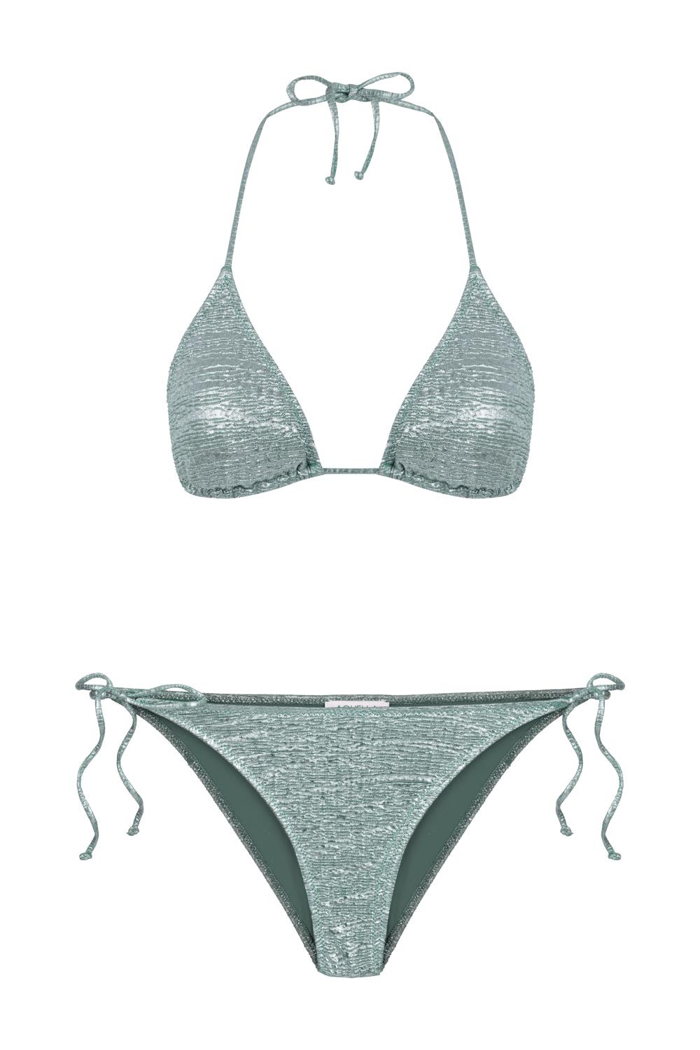 Parlak Yeşil Üçgen Bikini Takım