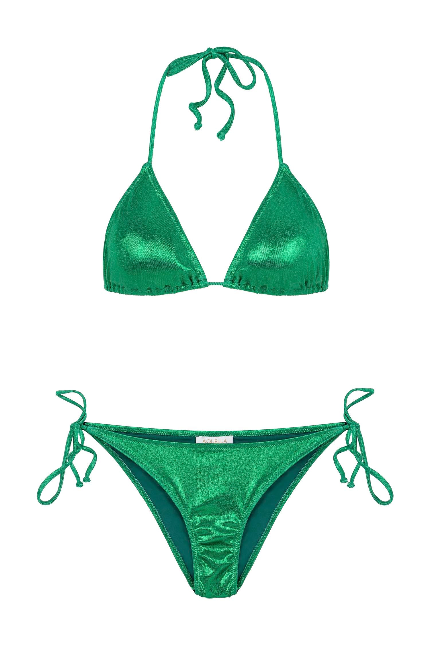 Parlak Yeşil Üçgen Bikini Takım