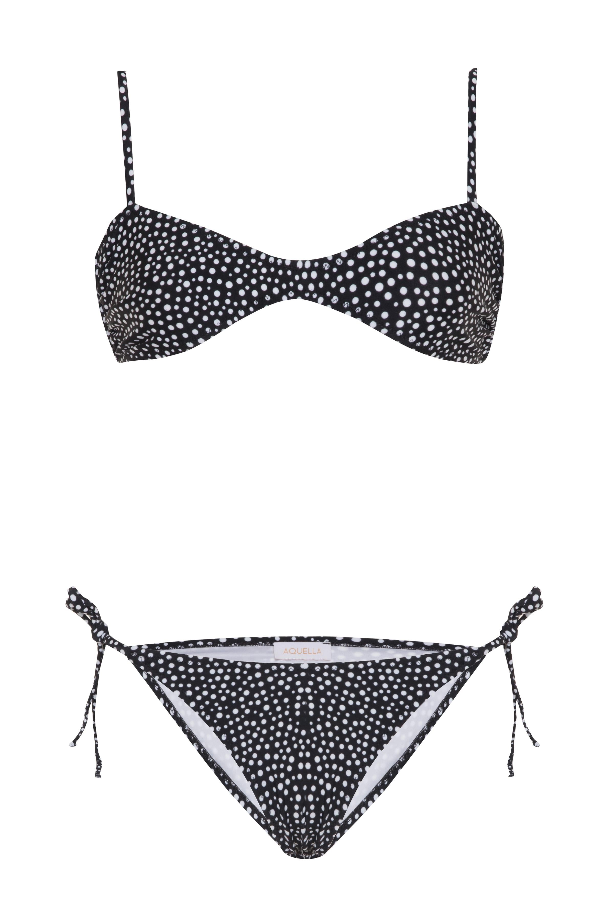 Puantiyeli Siyah Straplez Bikini Takım