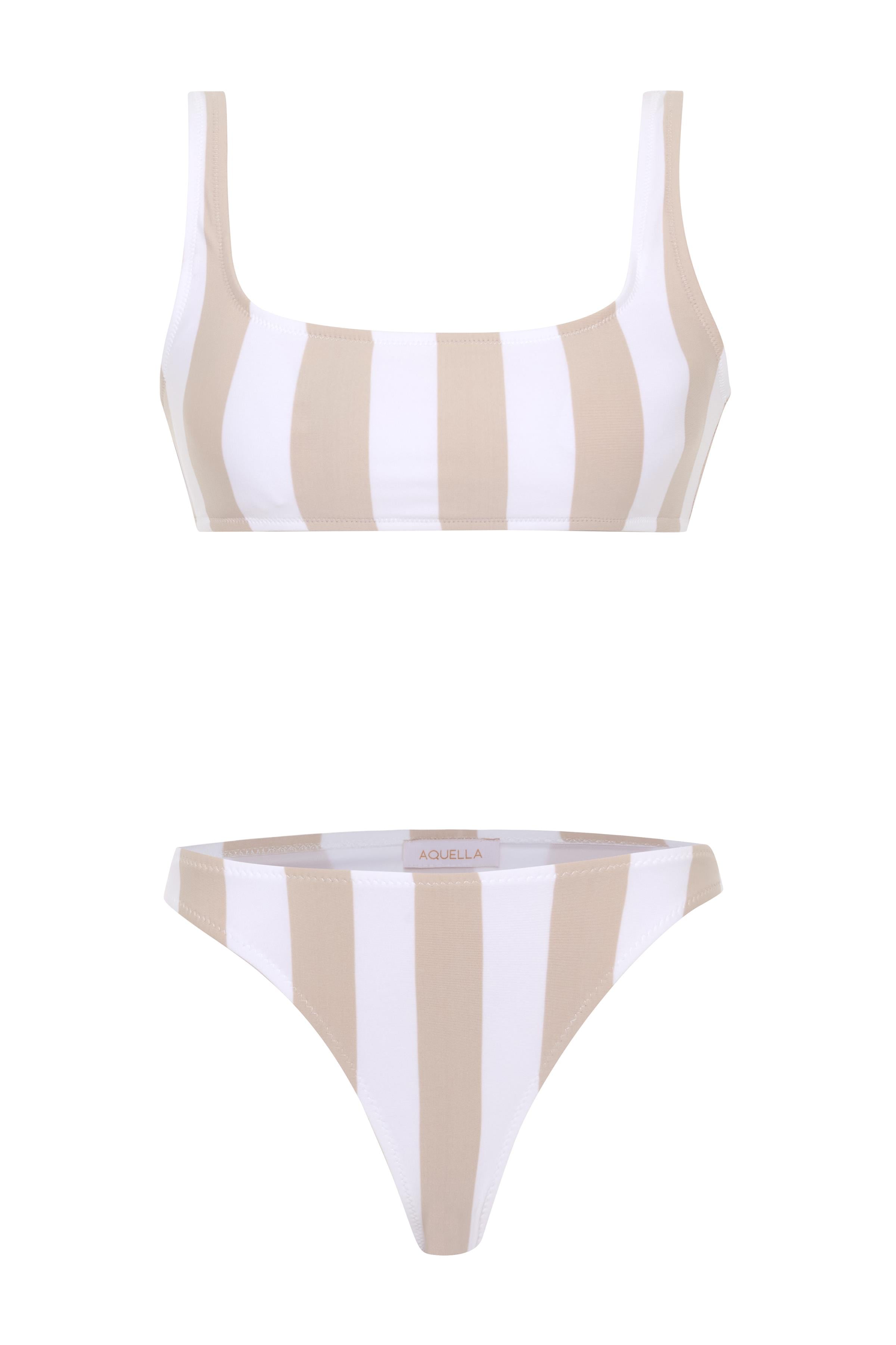 Renkli Çizgili Büstiyer Bikini Takım