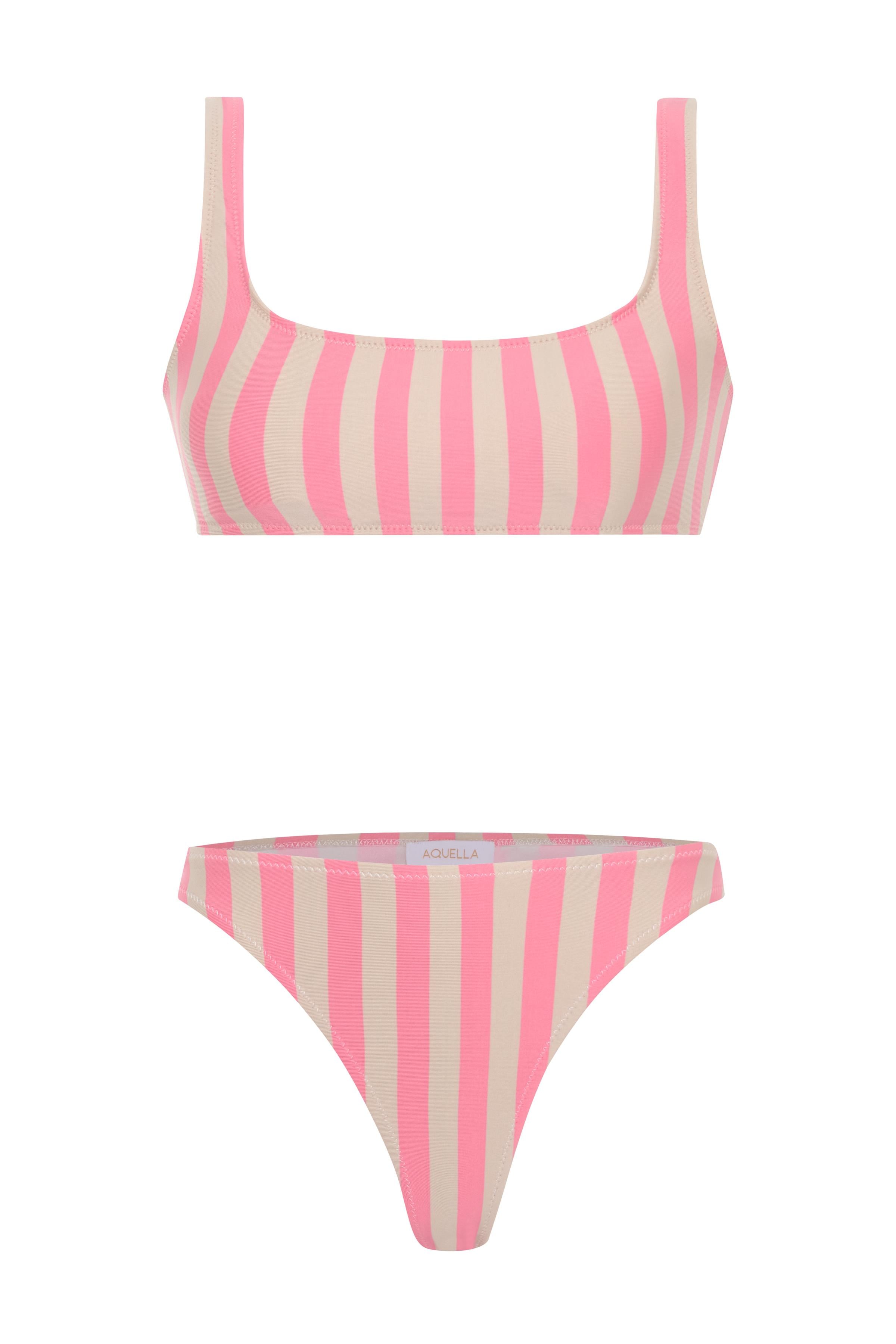 Renkli Çizgili Büstiyer Bikini Takım