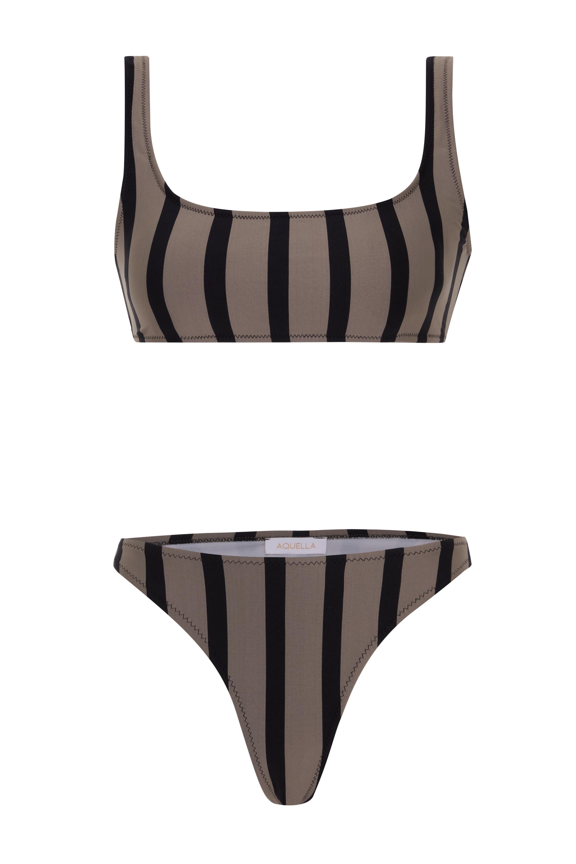 Renkli Çizgili Büstiyer Bikini Takım