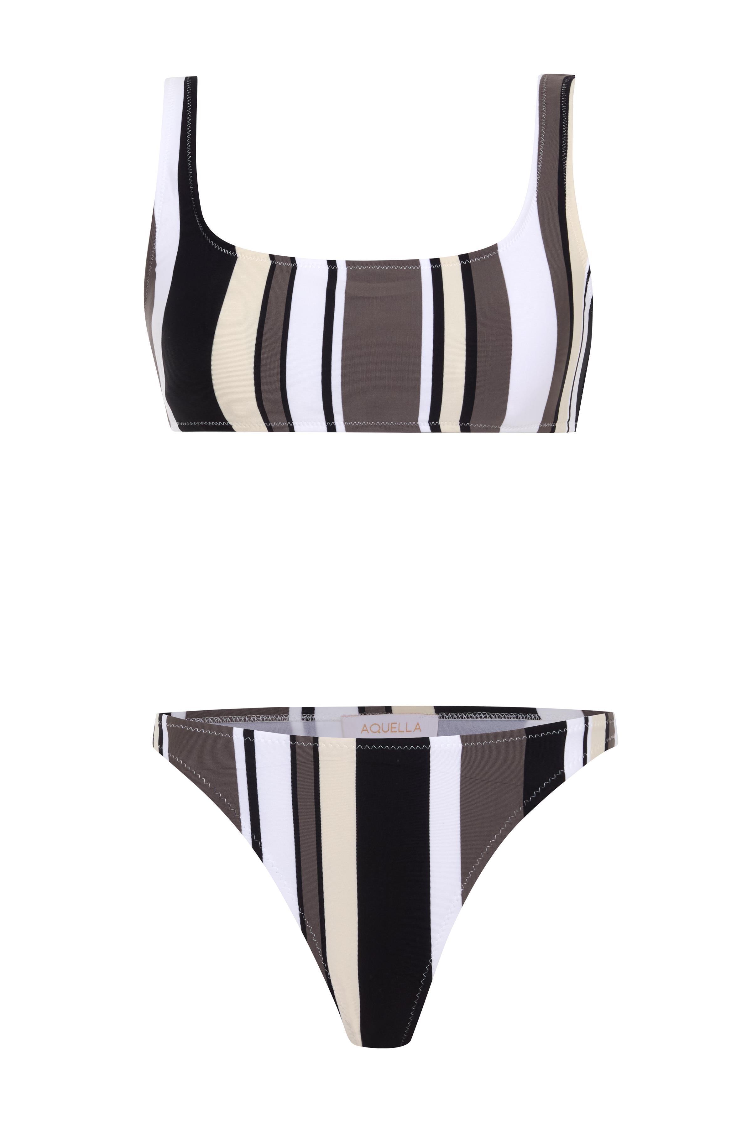 Renkli Çizgili Büstiyer Bikini Takım