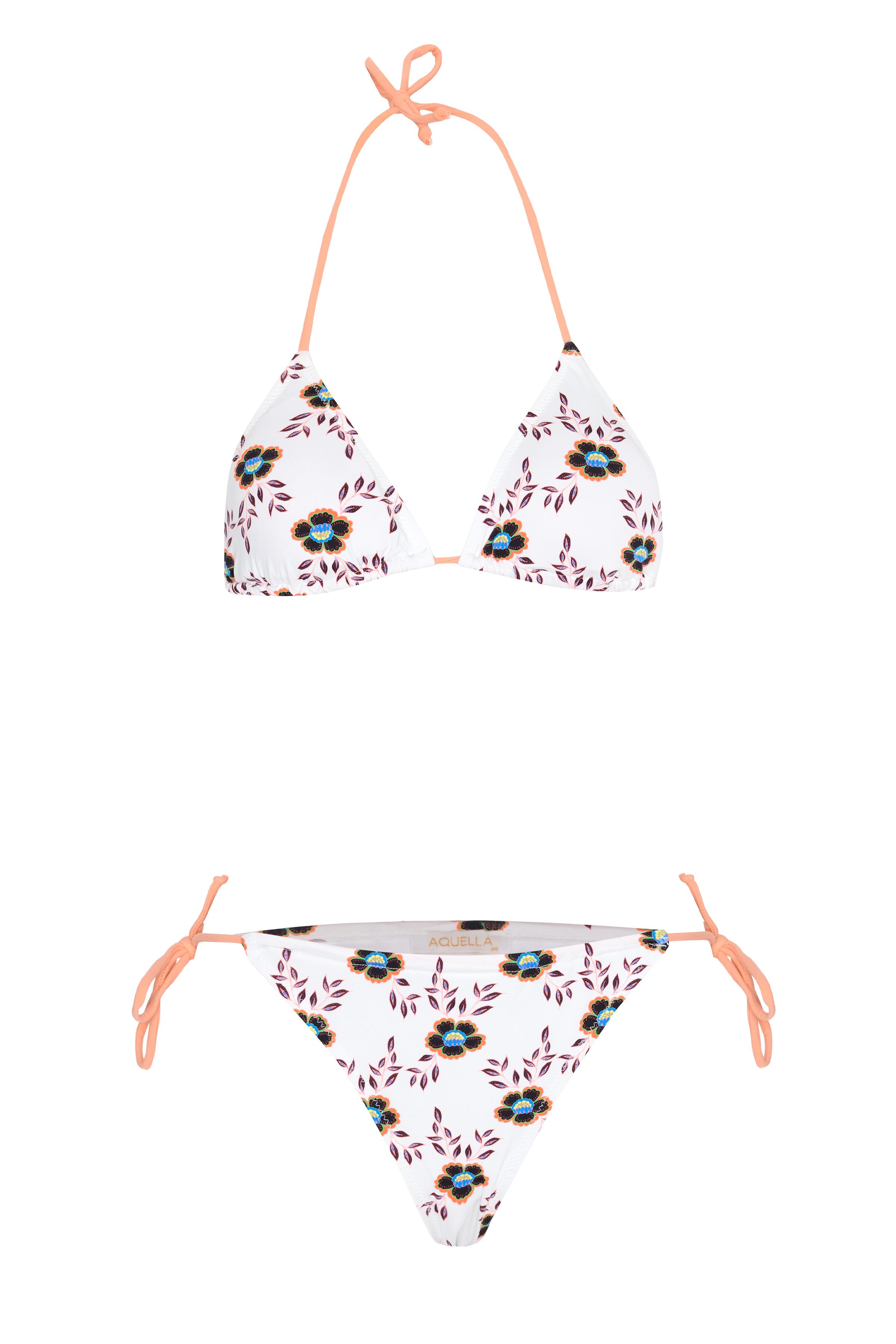 Renkli Desenli Üçgen Bağlamalı Bikini Takım