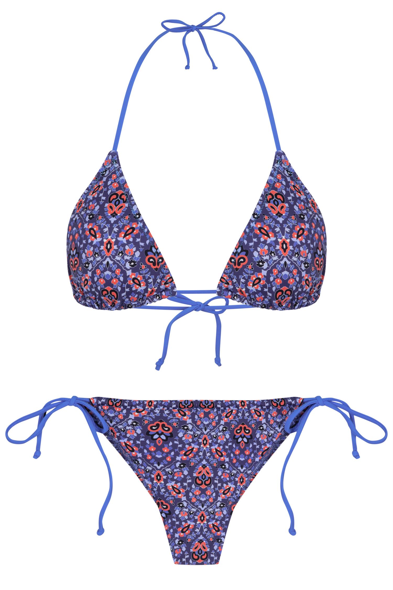 Renkli Desenli Üçgen Bikini Takım