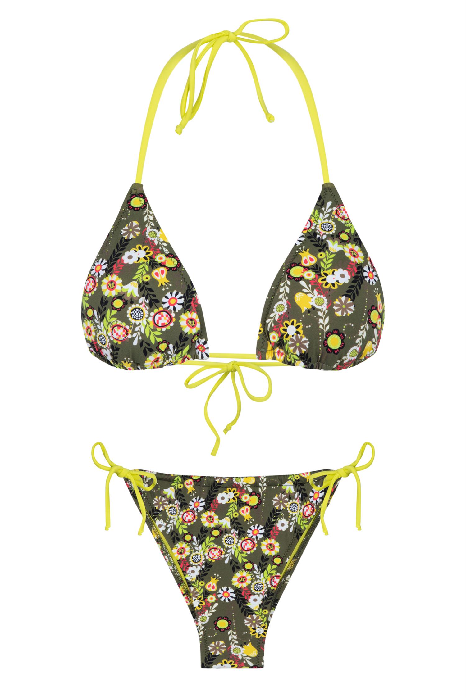 Renkli Desenli Üçgen Bikini Takım