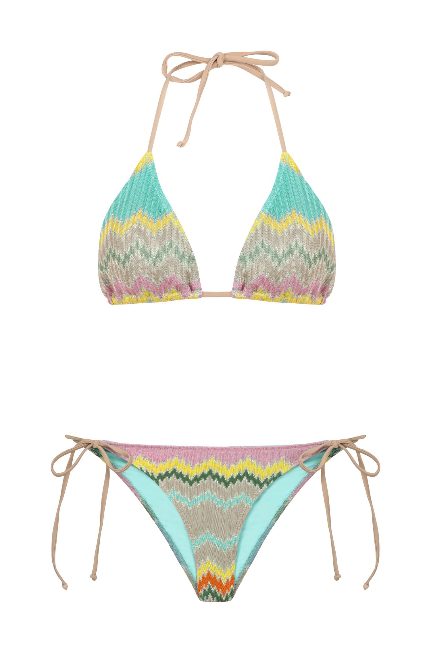 Renkli Simli Triko Bikini Takım