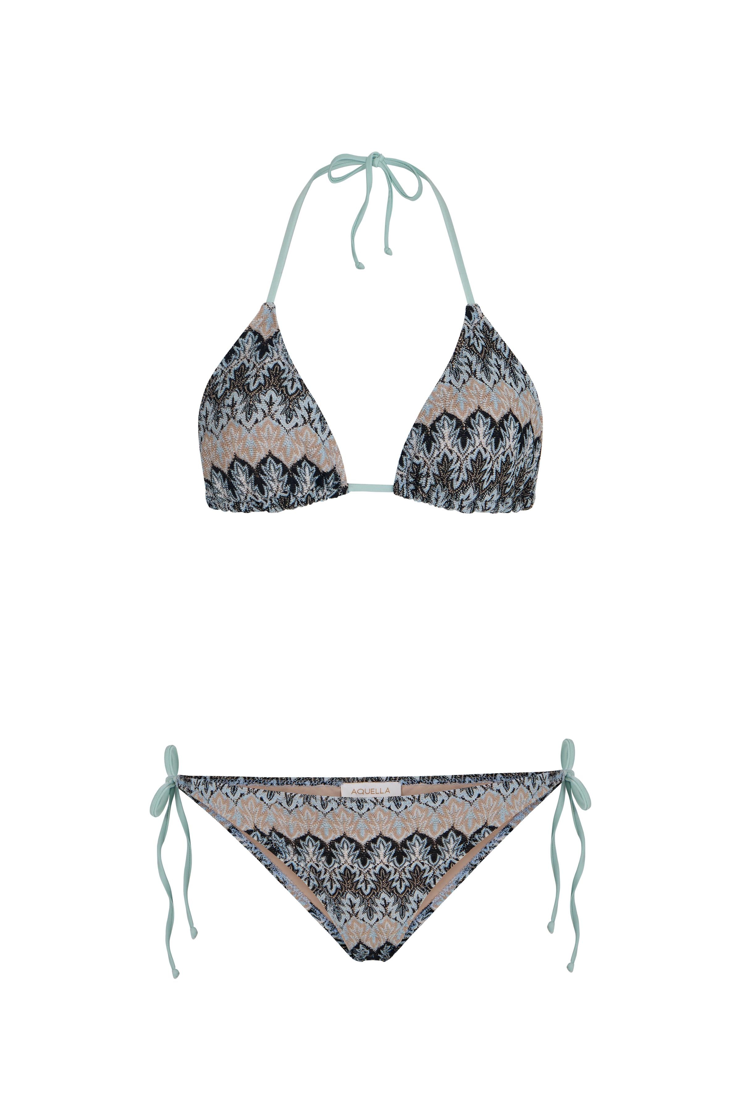Renkli Triko Üçgen Bikini Takım