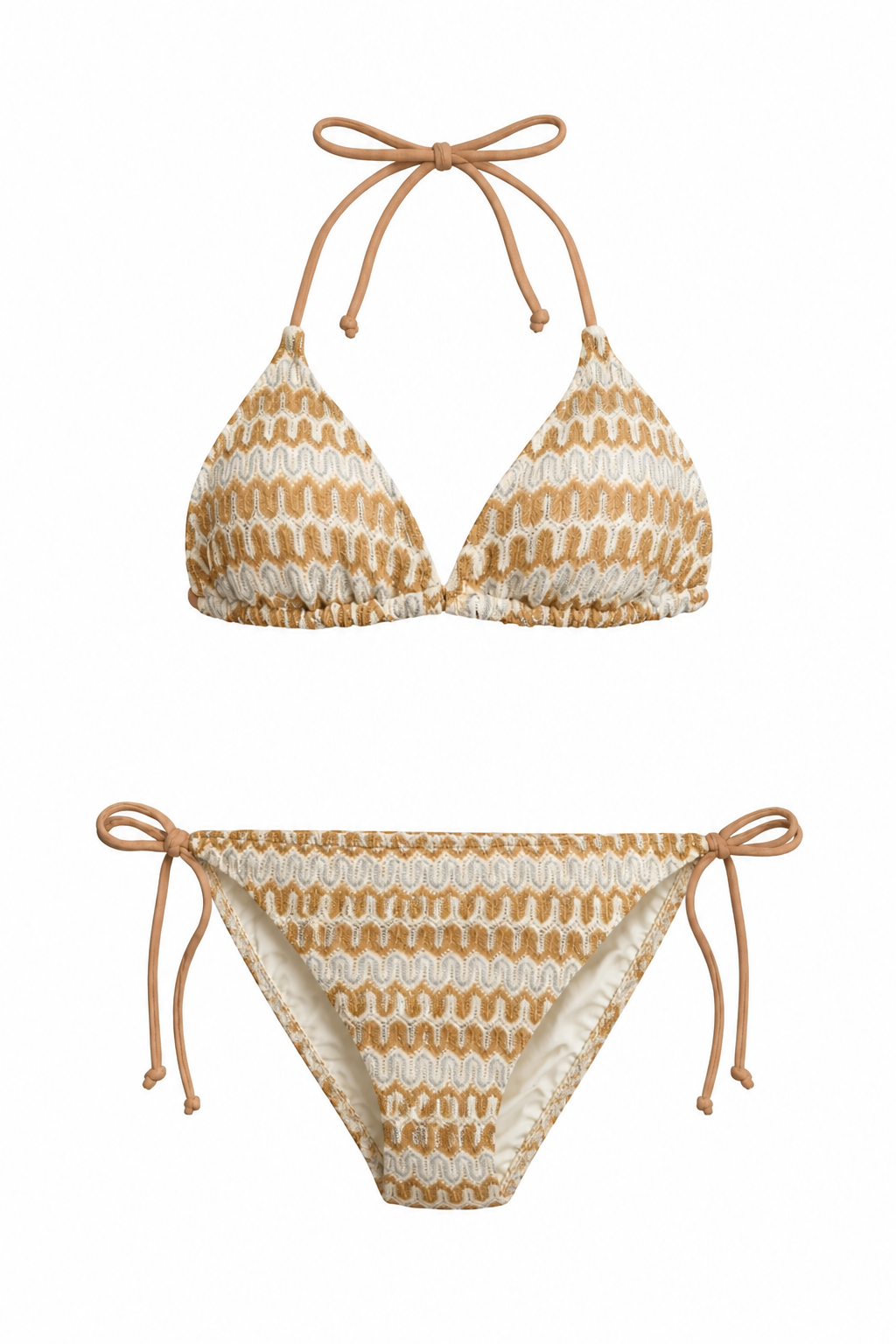 Renkli Triko Üçgen Bikini Takım