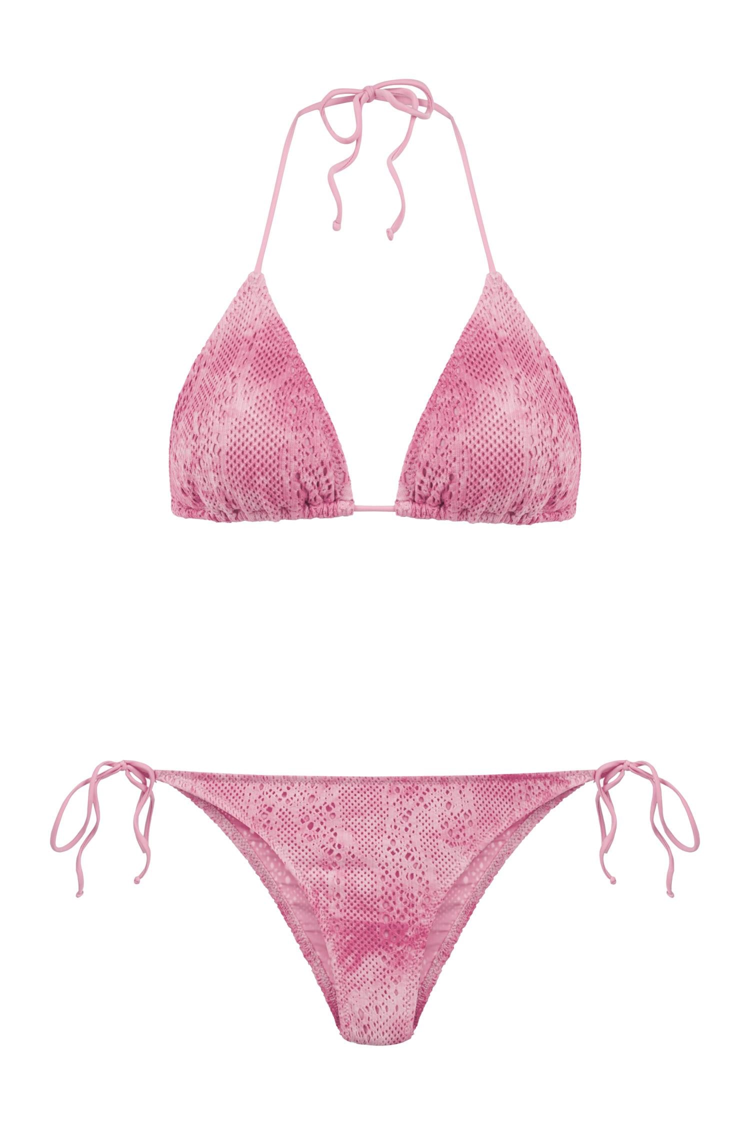 Renkli Triko Üçgen Bikini Takım