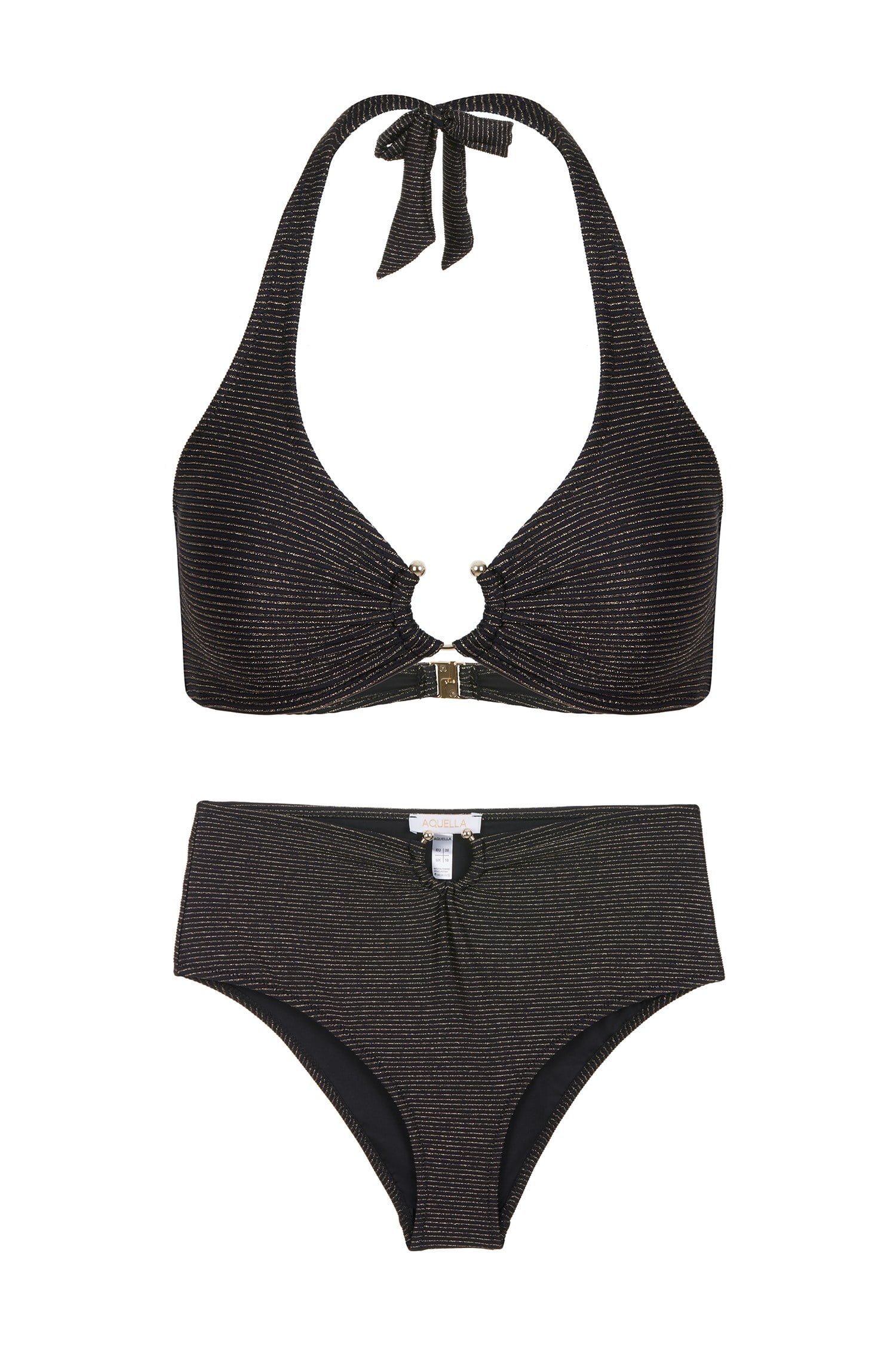 Simli Siyah Aksesuarlı Nadide Bikini Takım