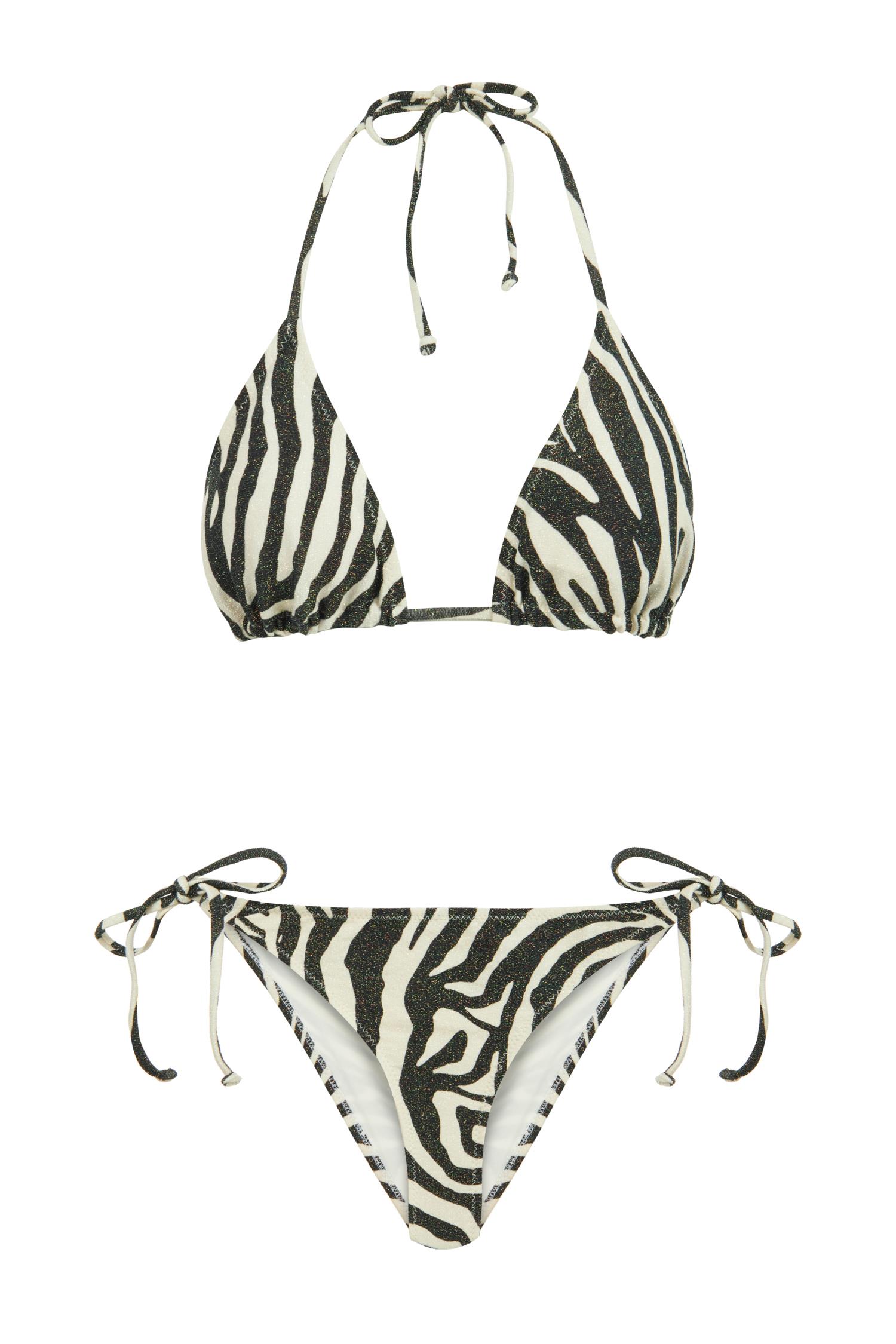 Simli Zebra Üçgen Bikini Takım