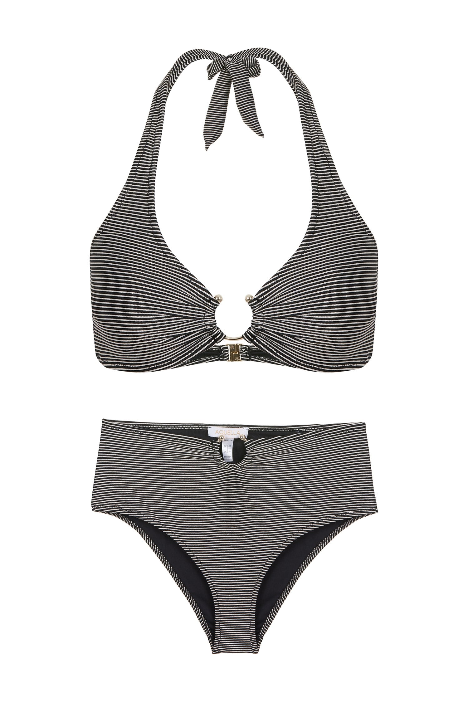 Siyah Şerit Simli Aksesuarlı Nadide Bikini Takım