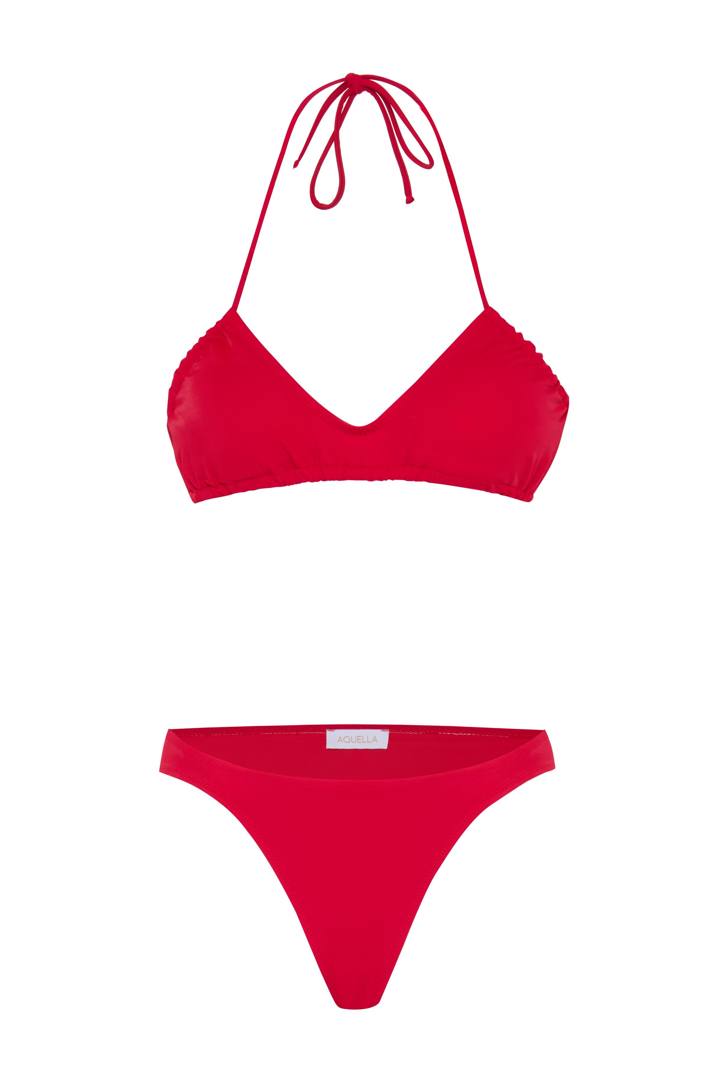 Straplez Kırmızı Bikini Takım