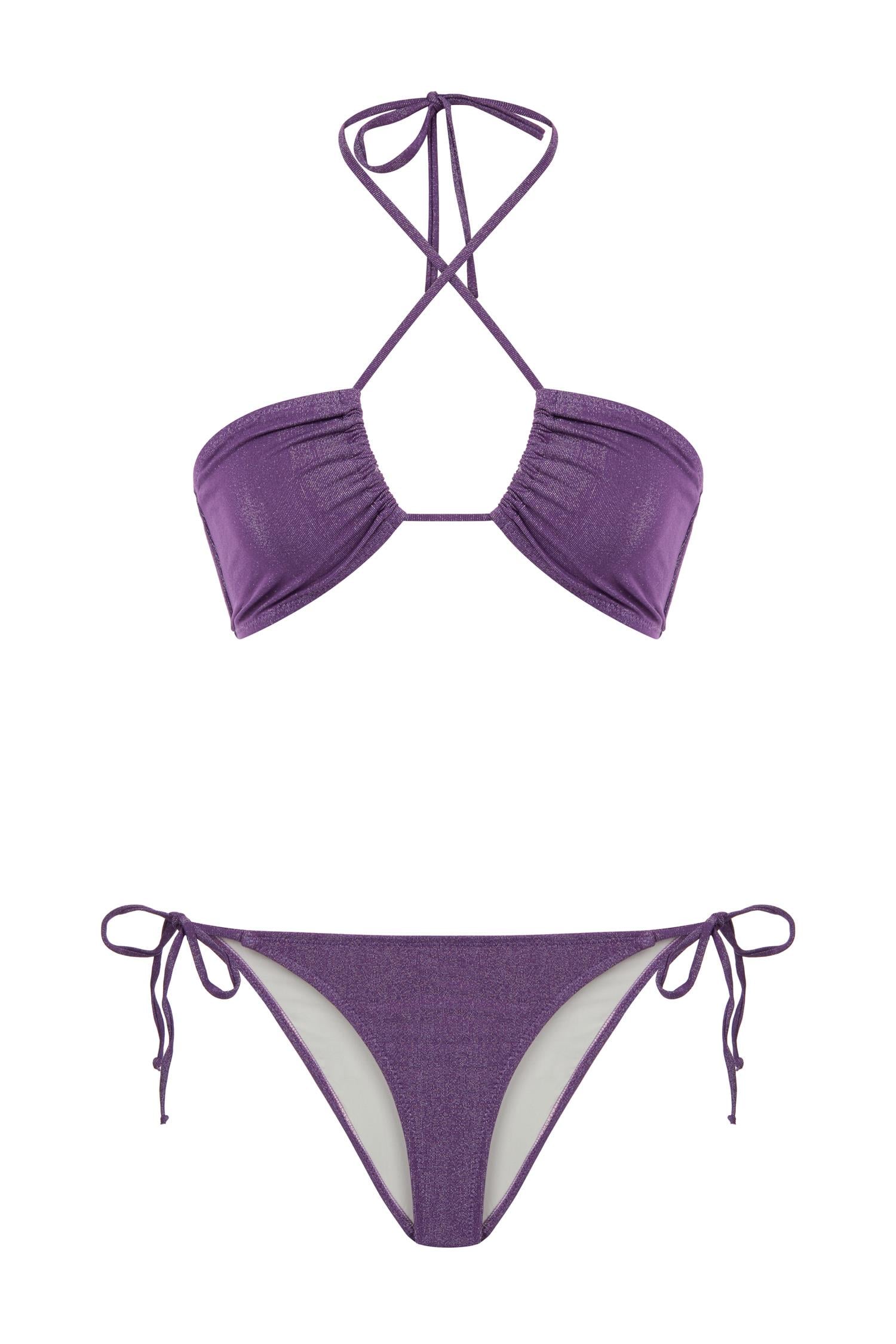Straplez Simli Mürdüm Bikini Takım