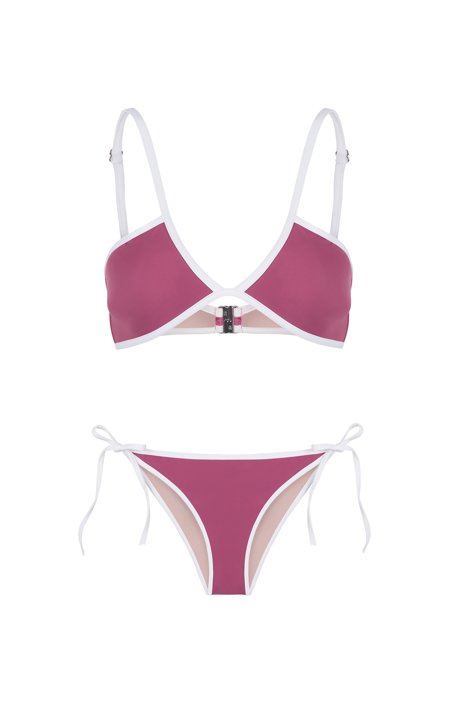 Straplez V Kesim Gül Kurusu Bikini Takım