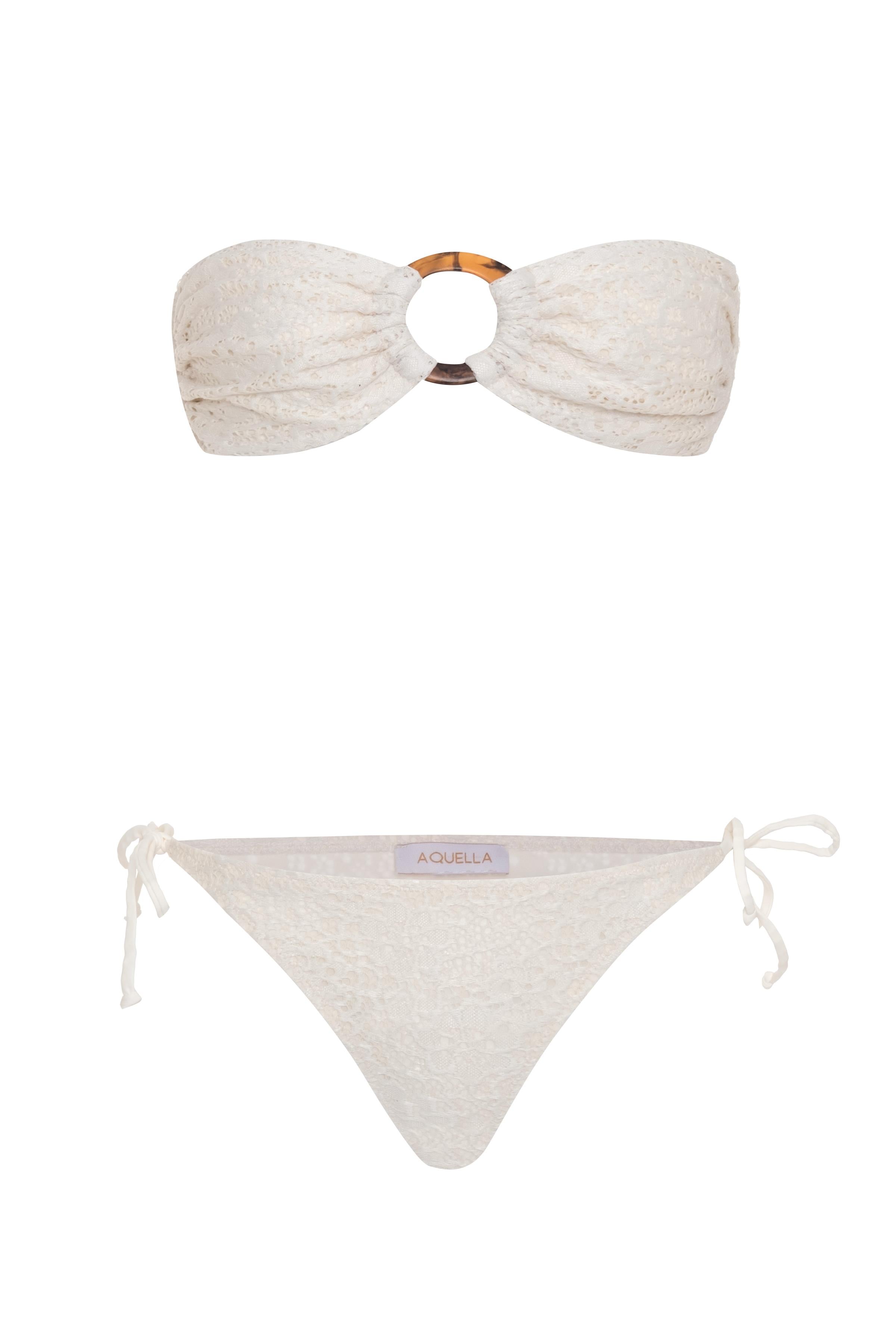 Toka Aksesuarlı Güpür Dantel Bikini Takım