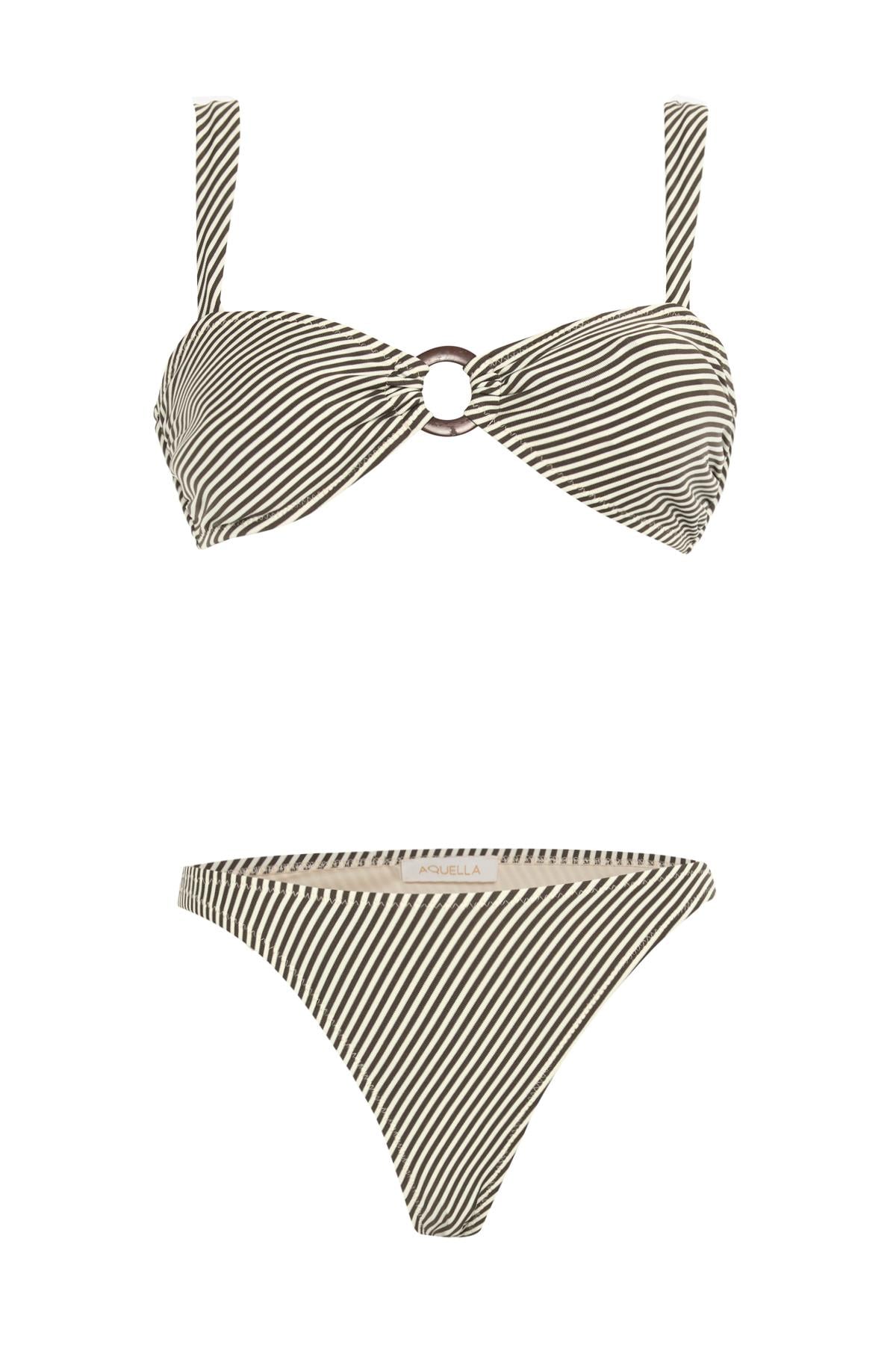 Tokalı Ekru Straplez Bikini