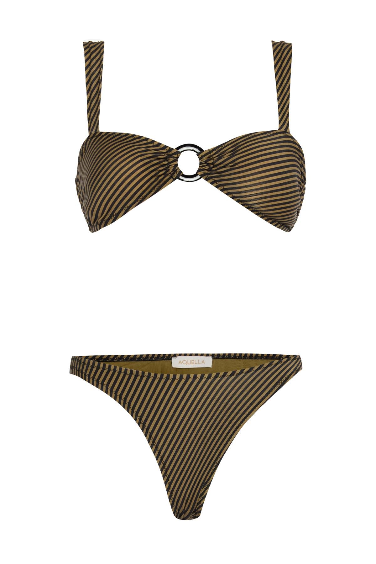 Tokalı Haki Straplez Bikini