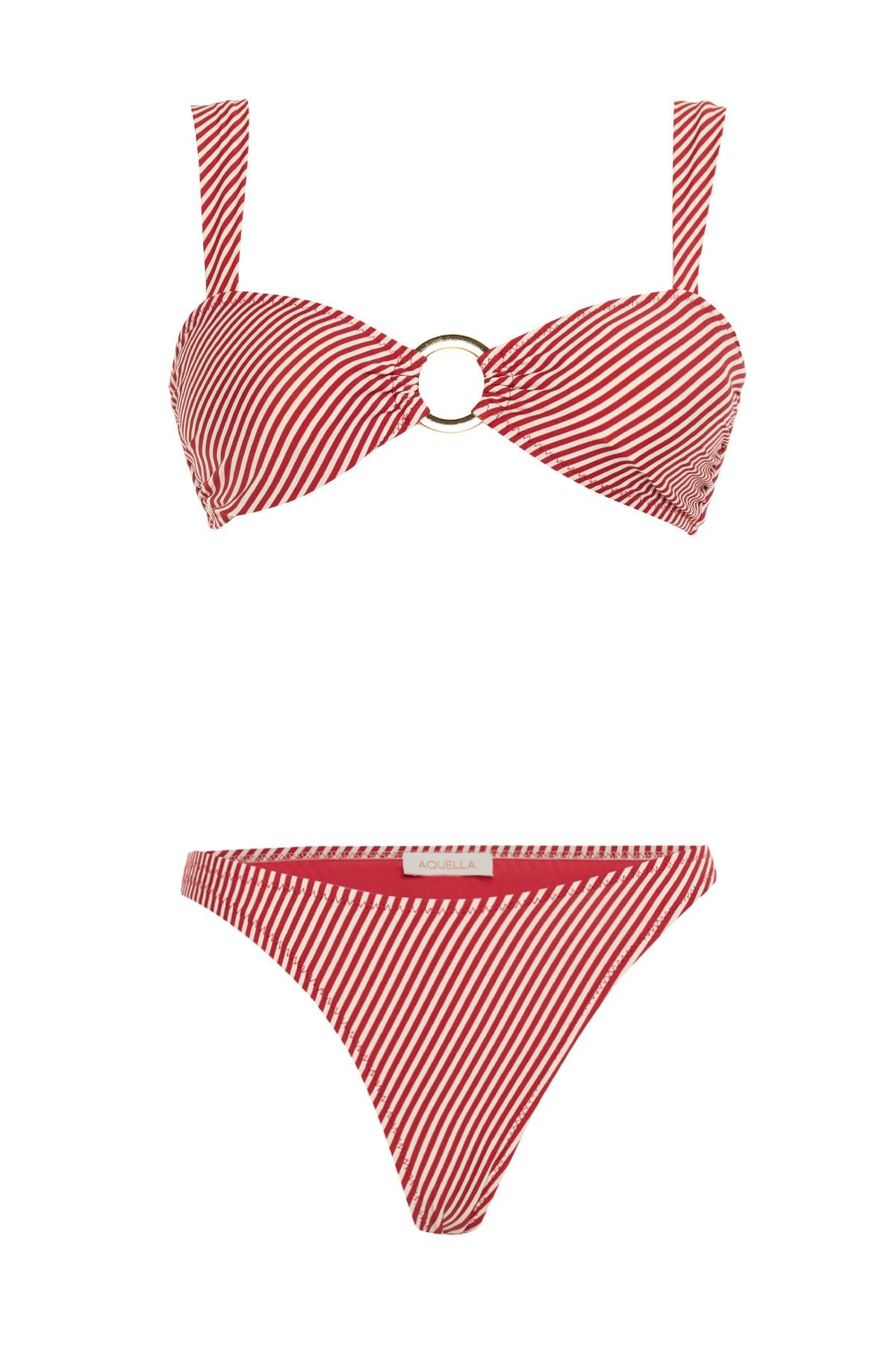 Tokalı Kırmızı Straplez Bikini