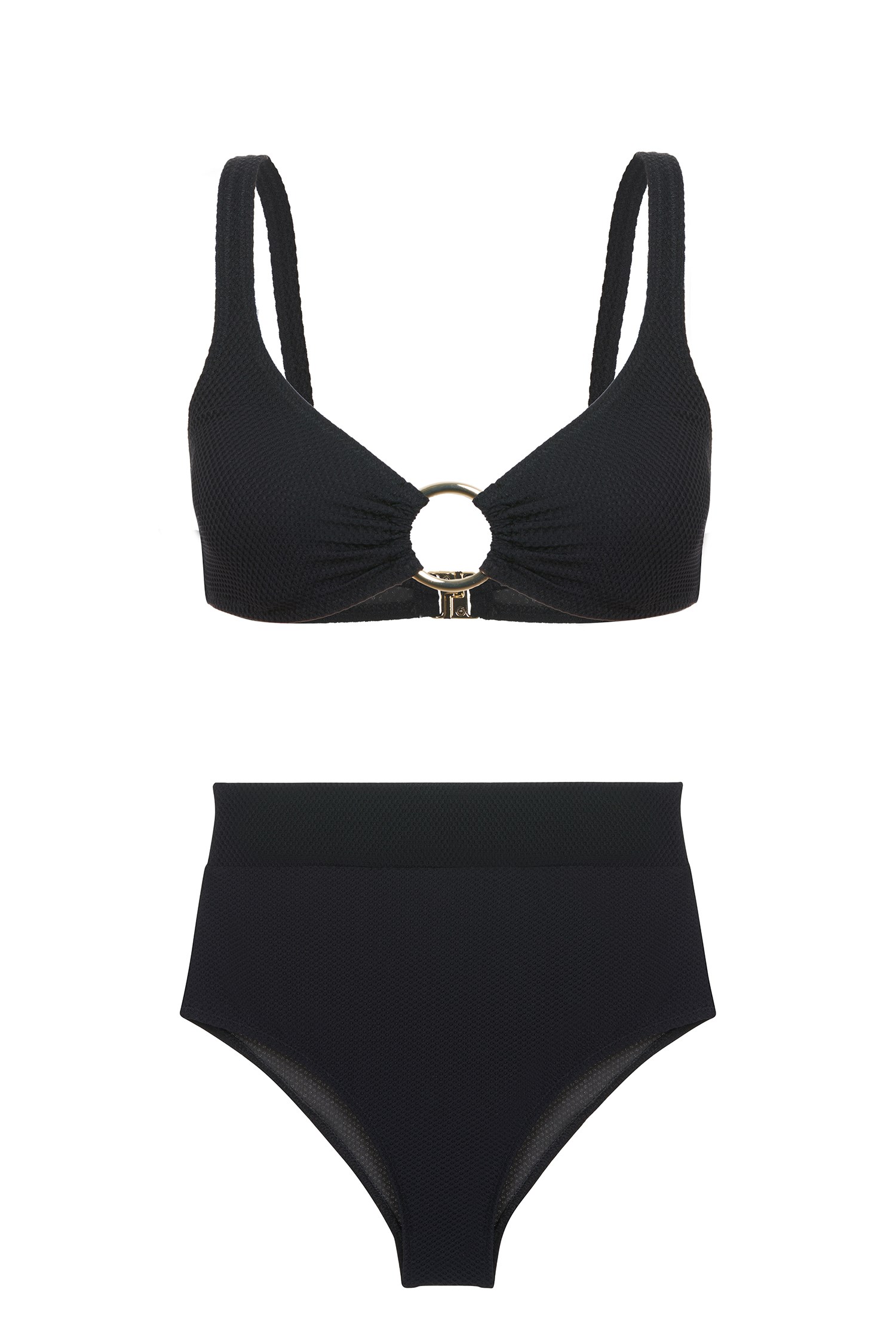 Tokalı Siyah Dokulu Nadide Bikini Takım