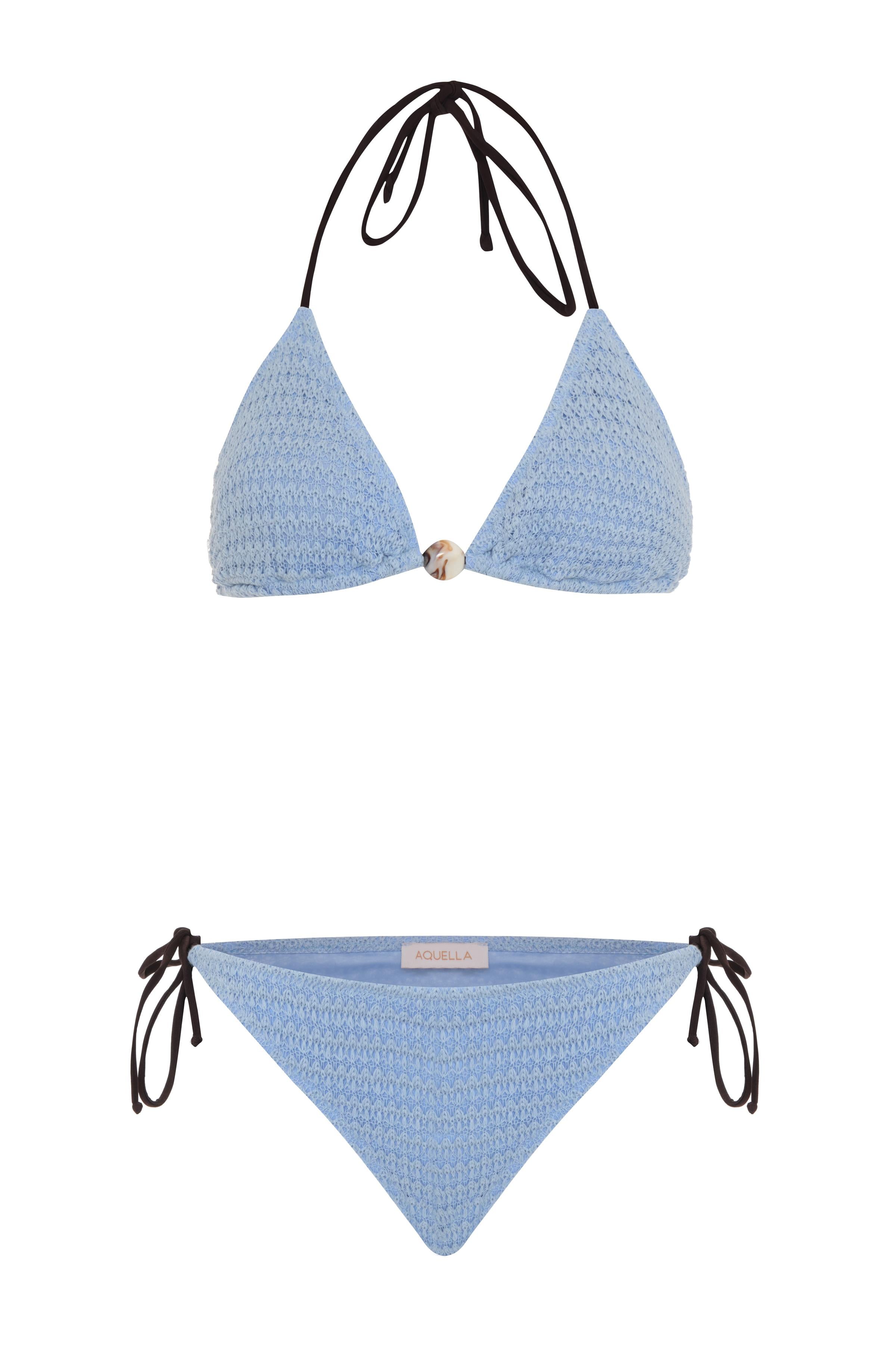 Triko Bebe Mavisi Üçgen Bikini