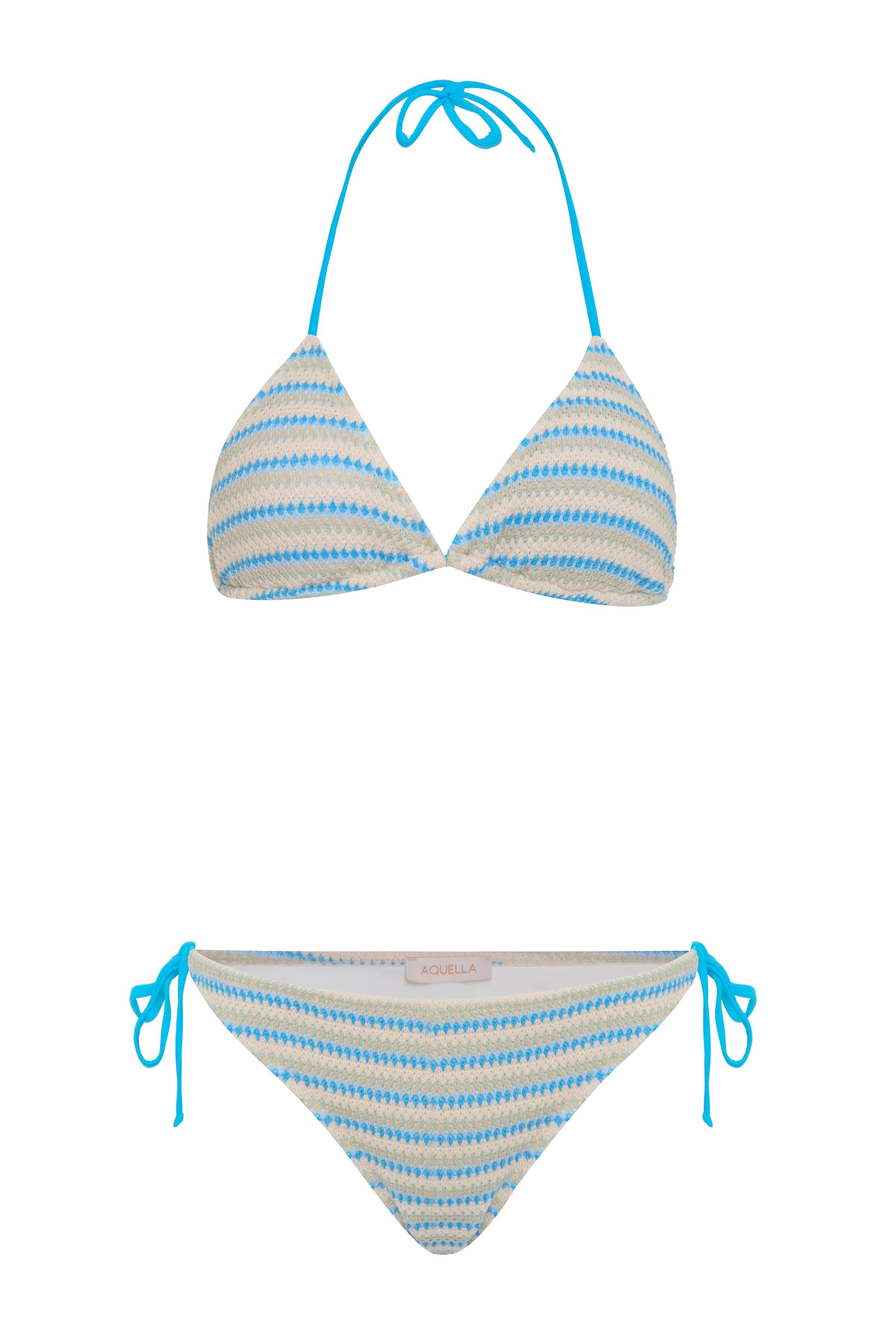 Triko Desenli Üçgen Bikini Takım