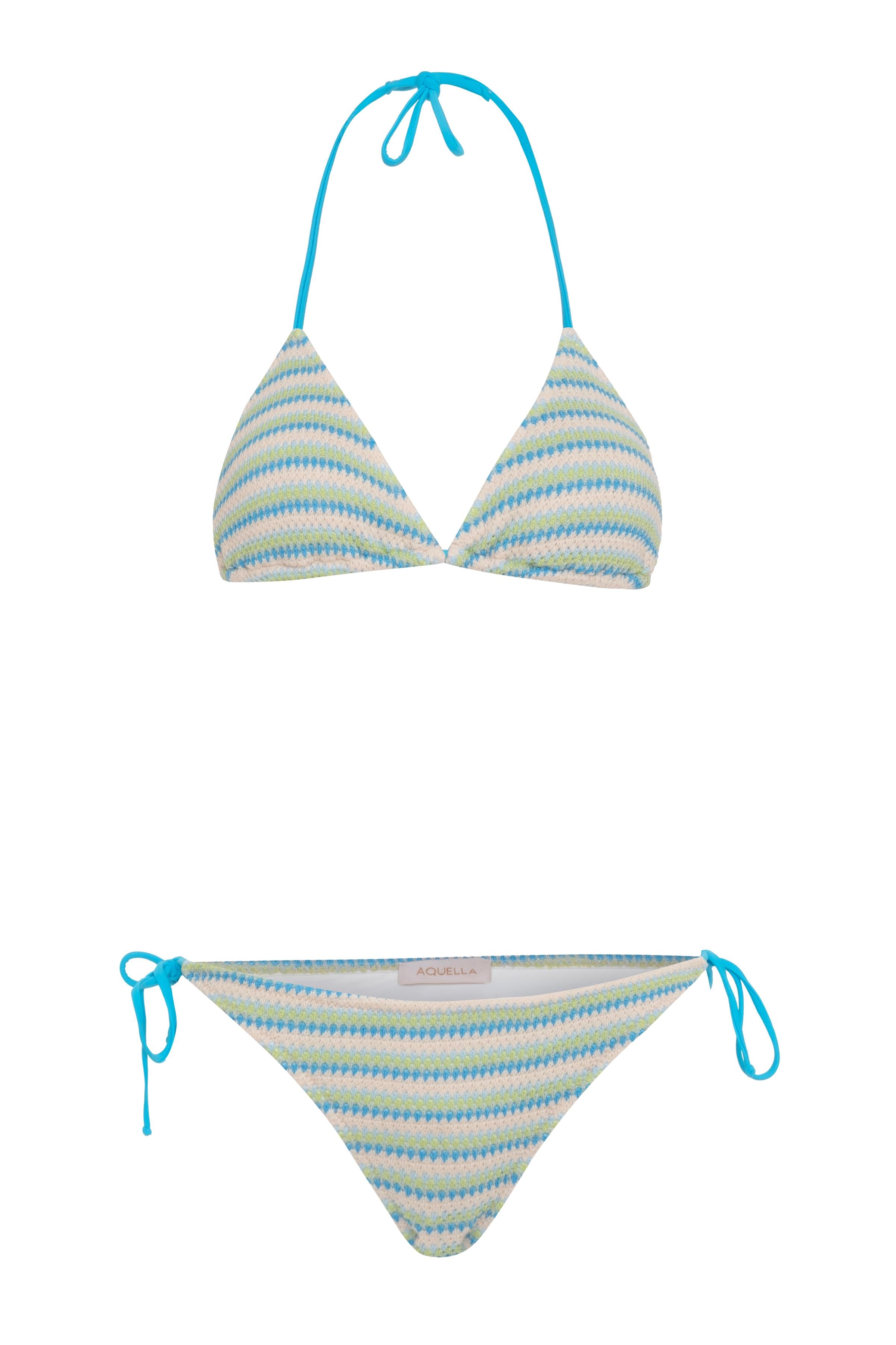 Triko Desenli Üçgen Bikini Takım