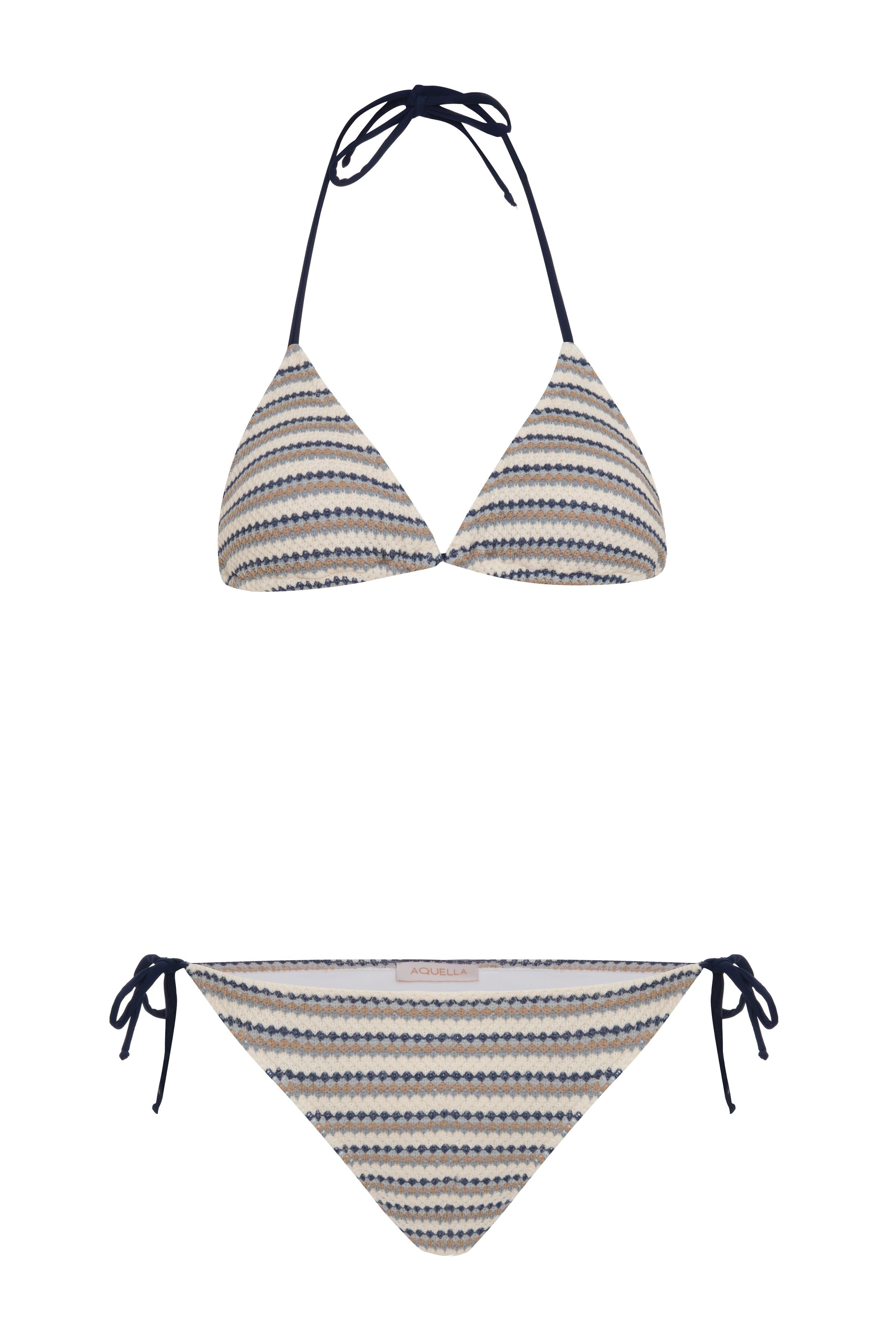 Triko Desenli Üçgen Bikini Takım
