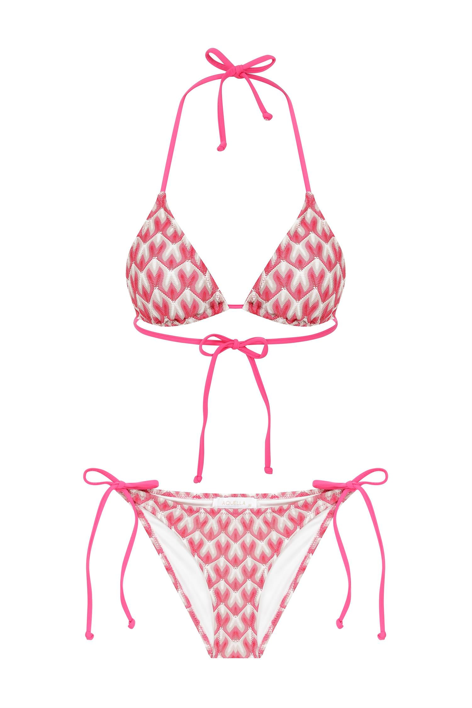 Triko Örme Çok Renkli Üçgen Bikini Takım