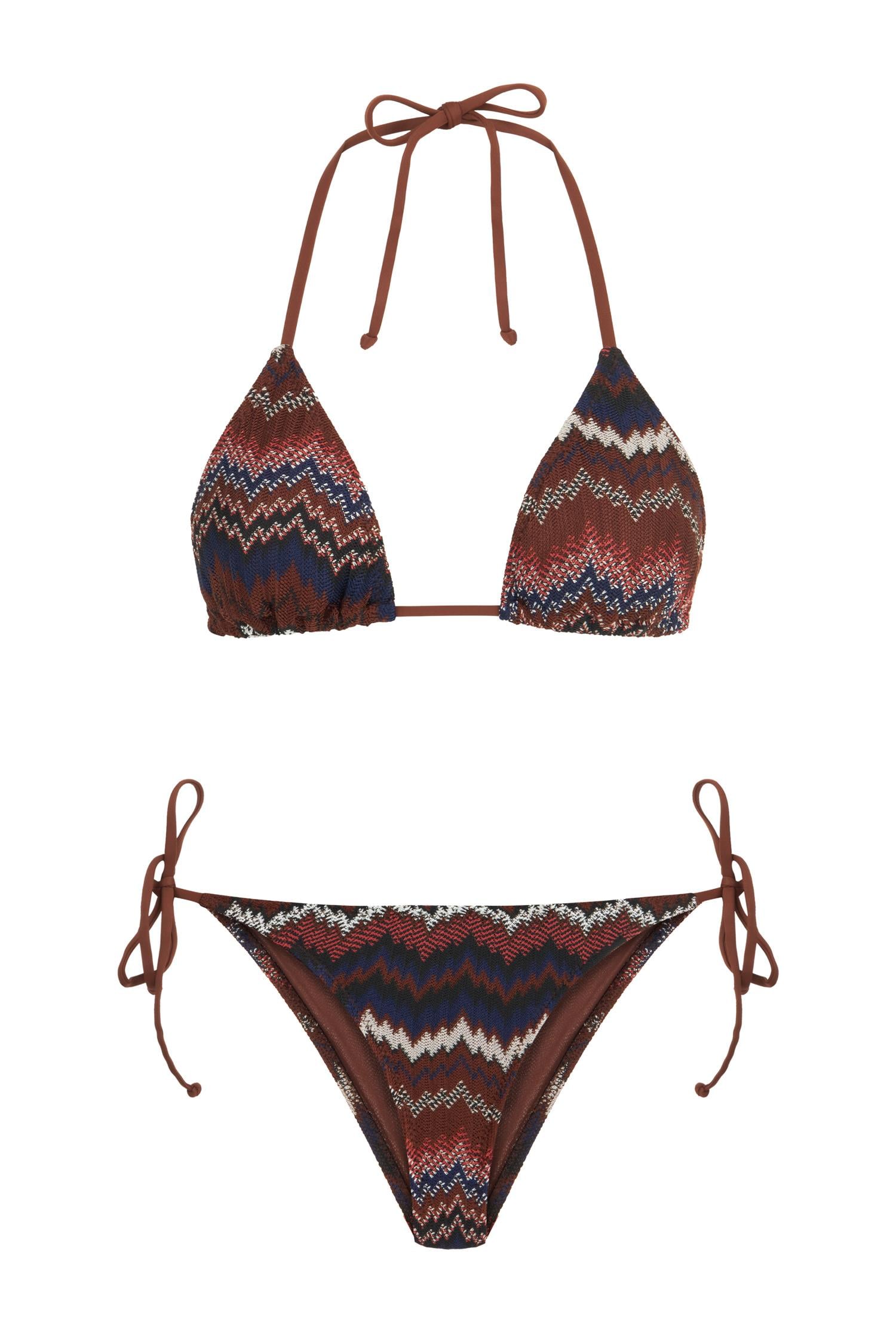 Triko Renkli Üçgen Bikini Takım