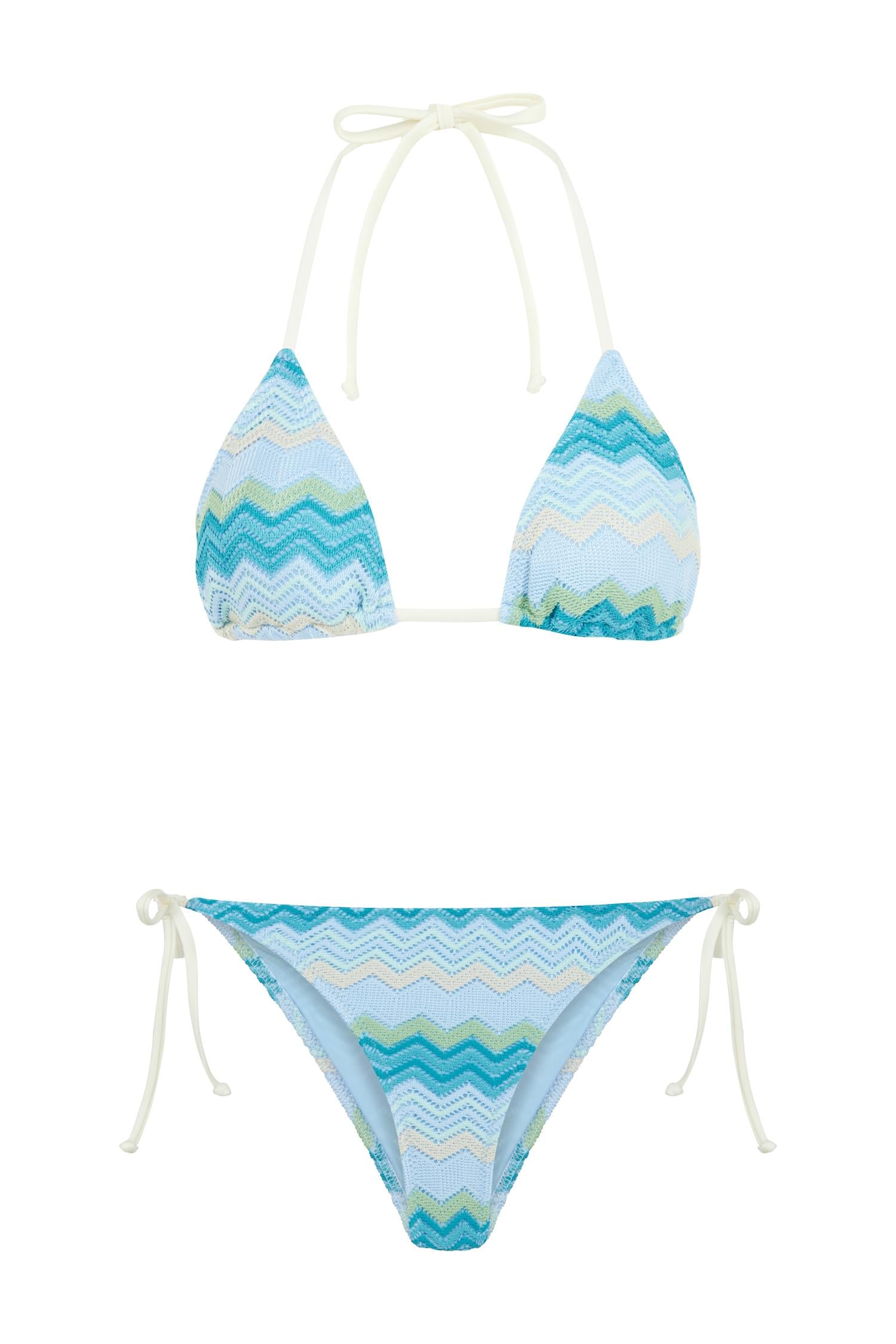 Triko Renkli Üçgen Bikini Takım