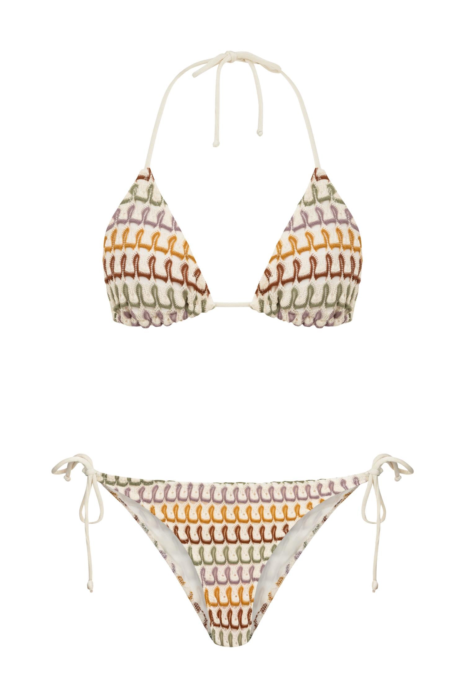 Triko Renkli Üçgen Bikini Takım