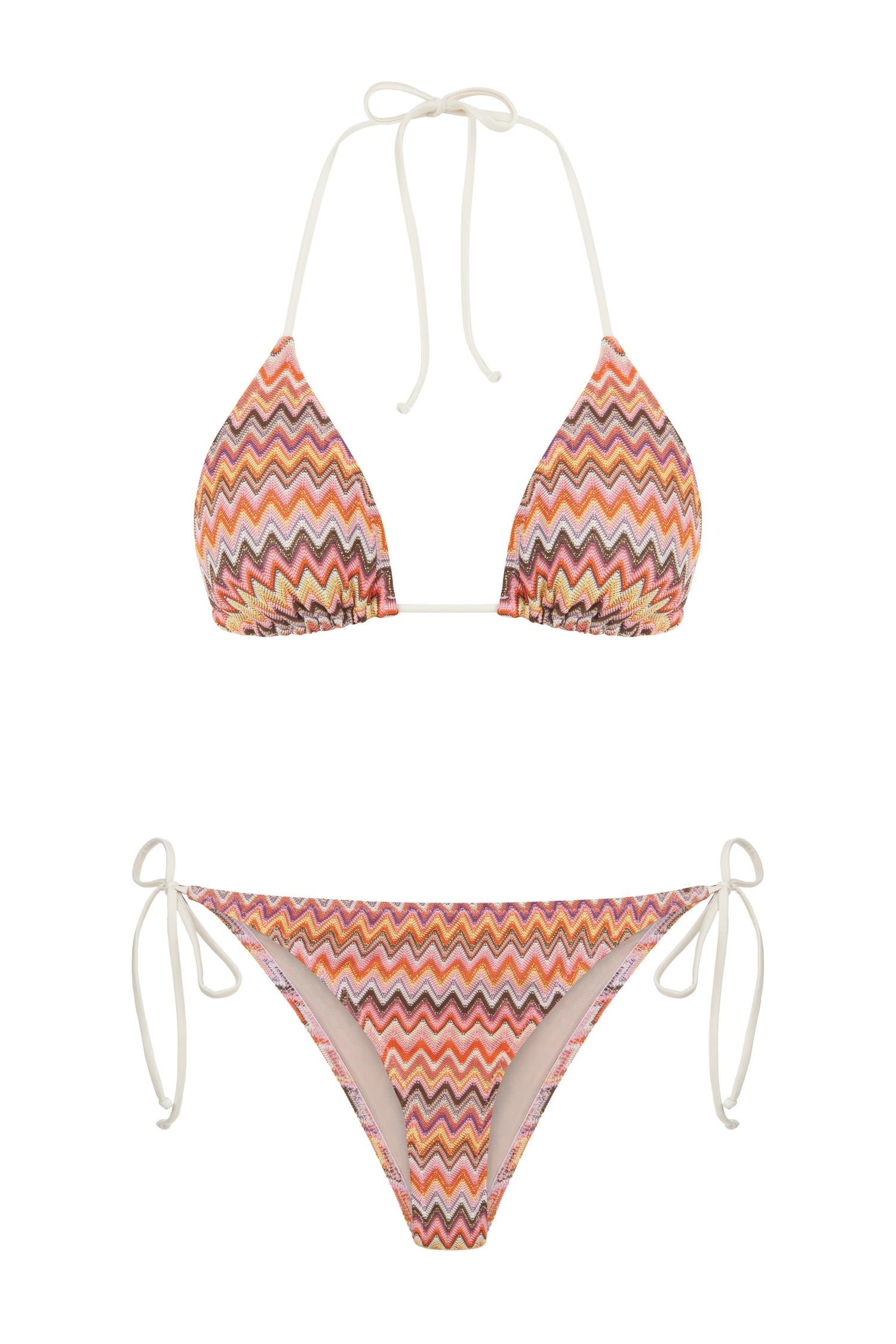 Triko Renkli Üçgen Bikini Takım
