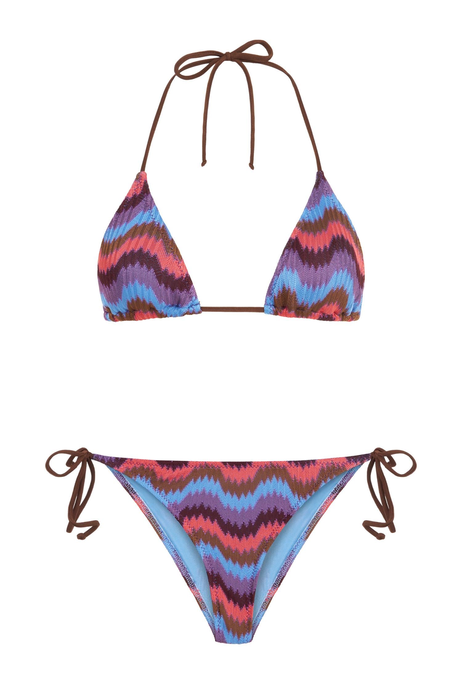 Triko Renkli Üçgen Bikini Takım