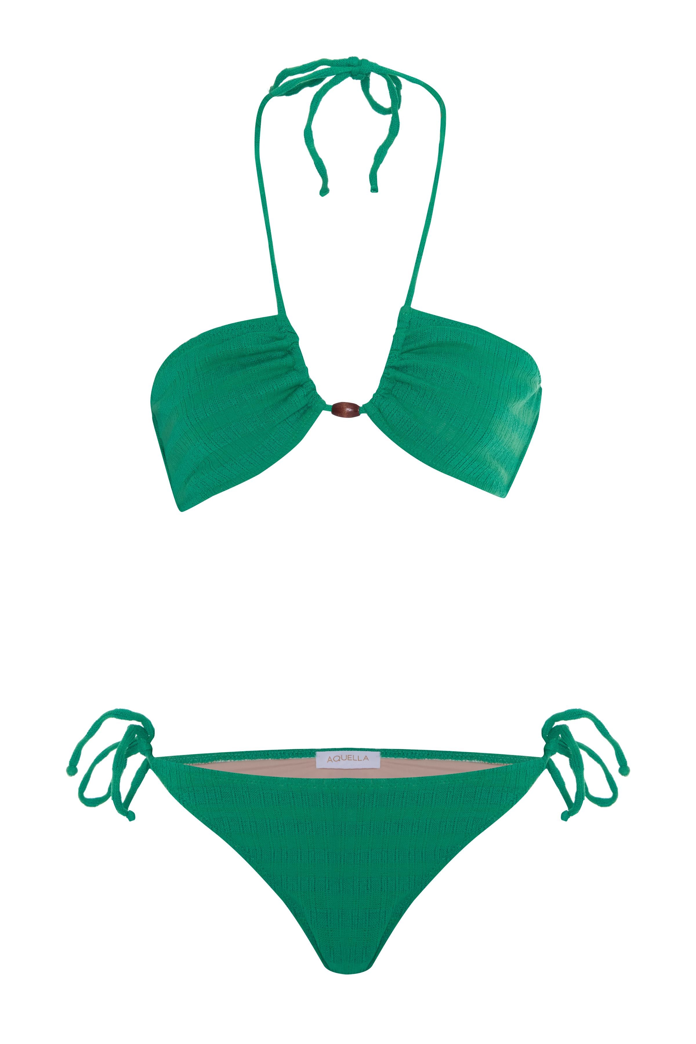 Triko Yeşil Halter Bikini Takım