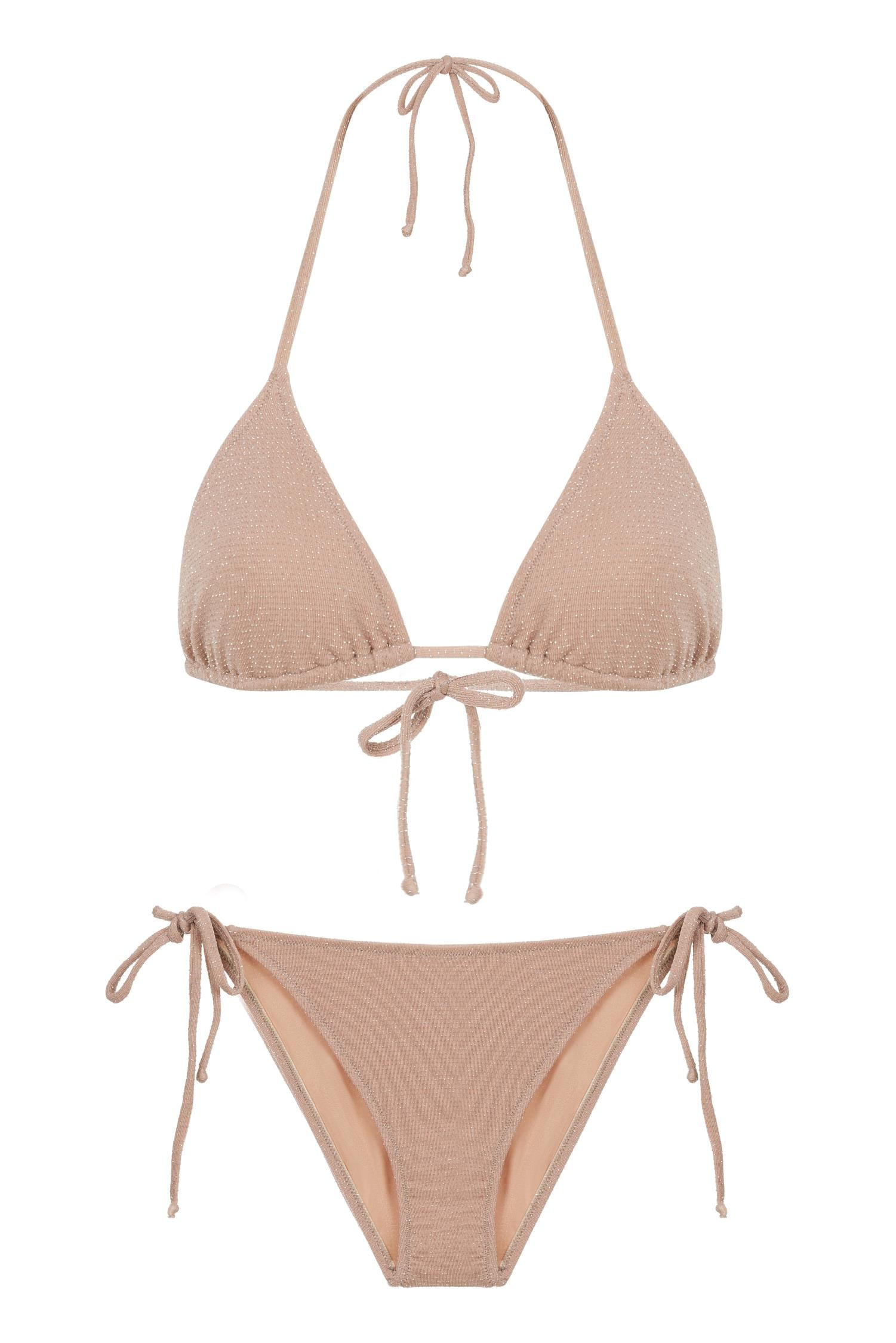 Üçgen Vizon Simli Bikini Takım