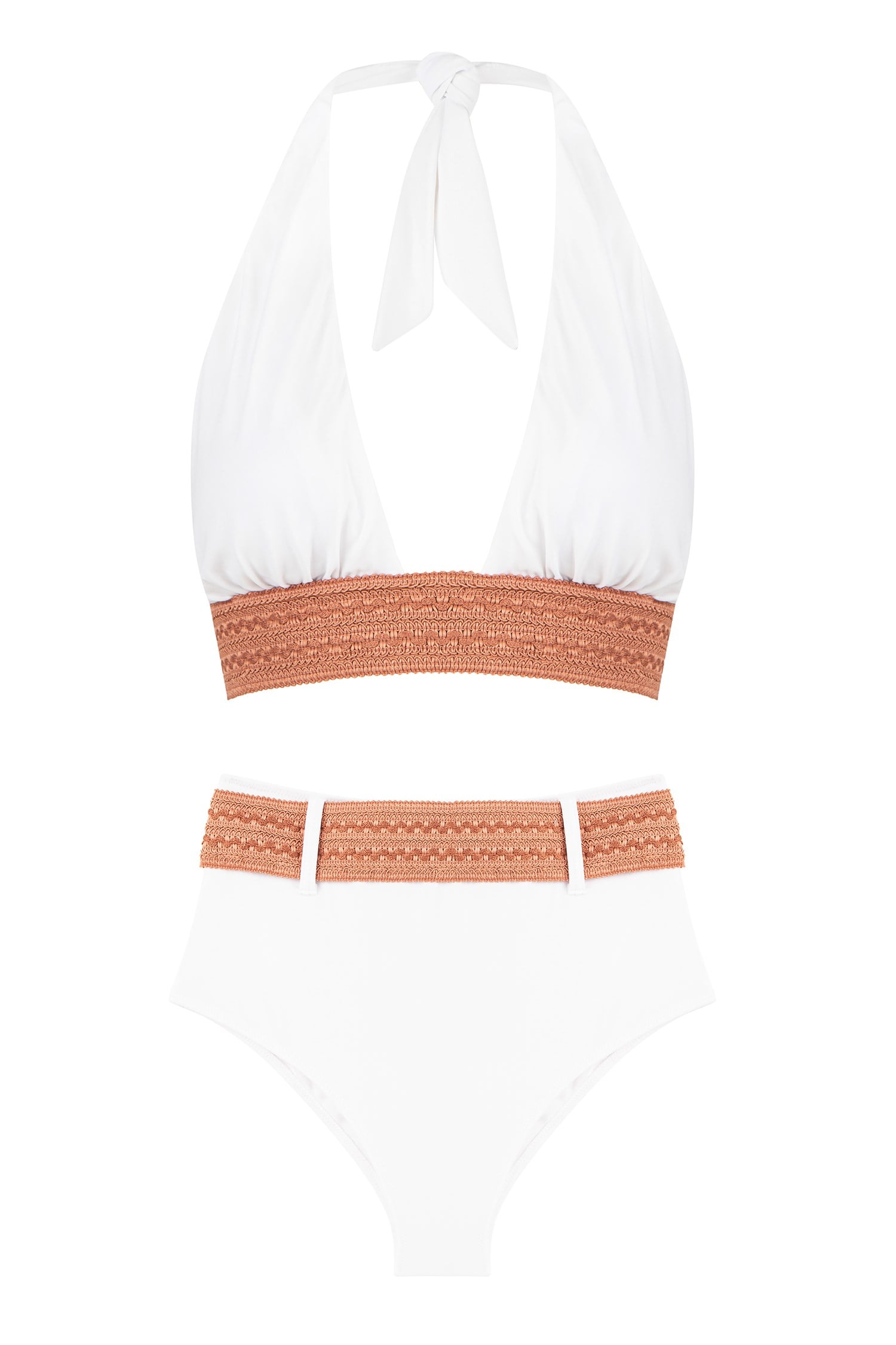 Uzun Üçgen Beyaz Bikini Takım