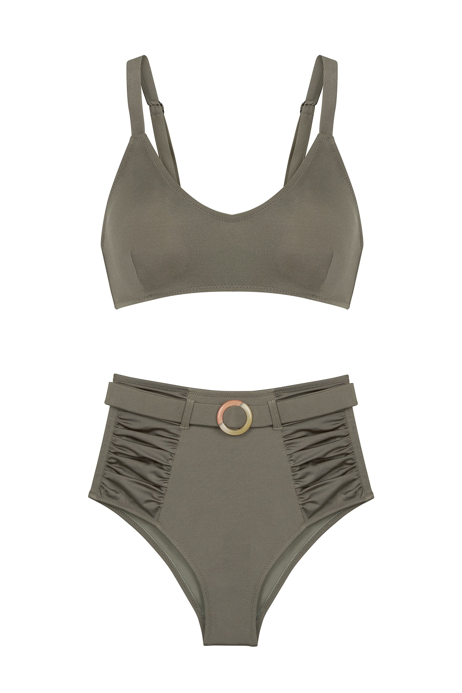V  Kesim Açık Haki Bikini Takım